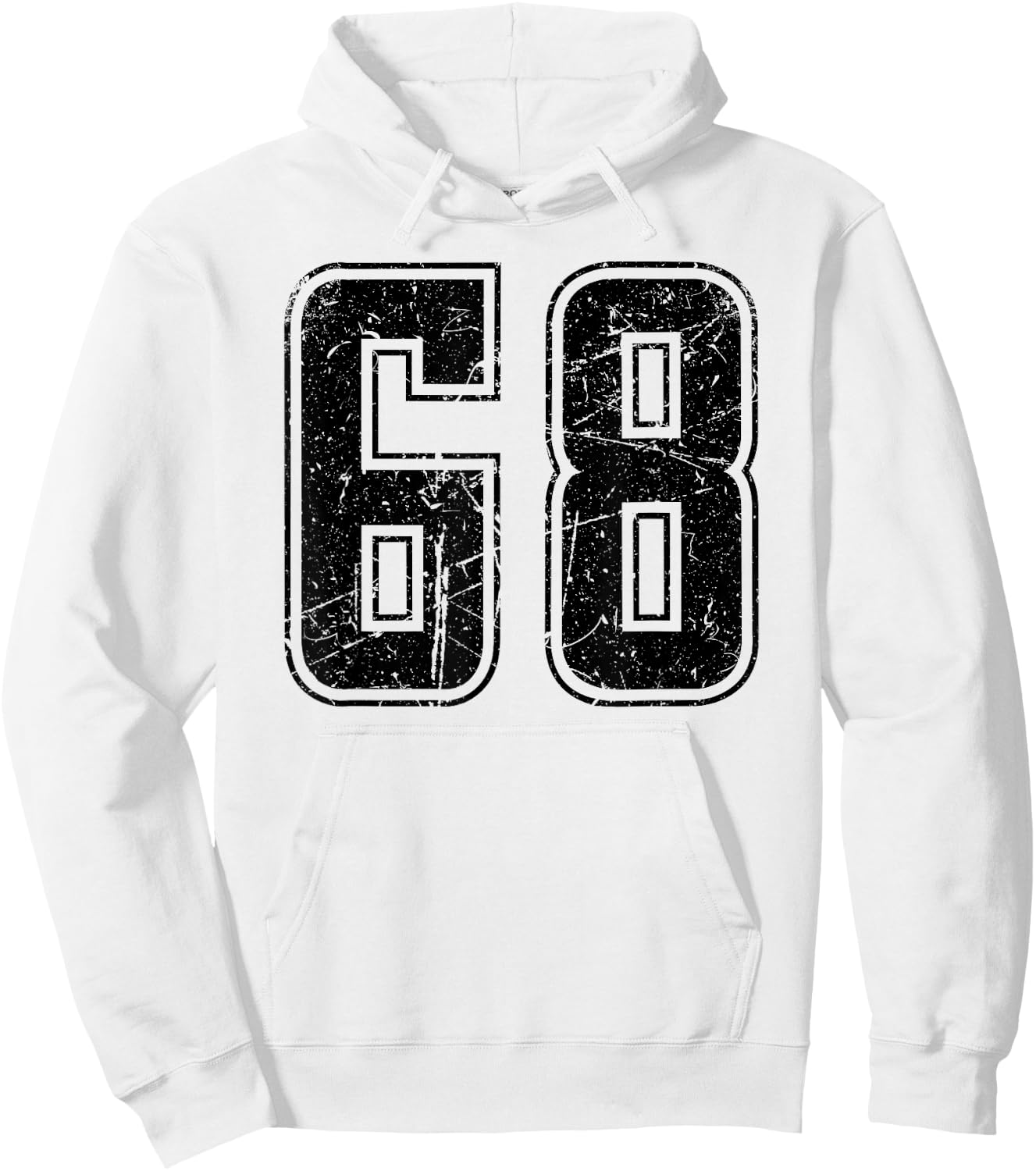 Number 68 Distressed Grunge Vintage Jersey Team Fan Hoodie - Hoodie | White