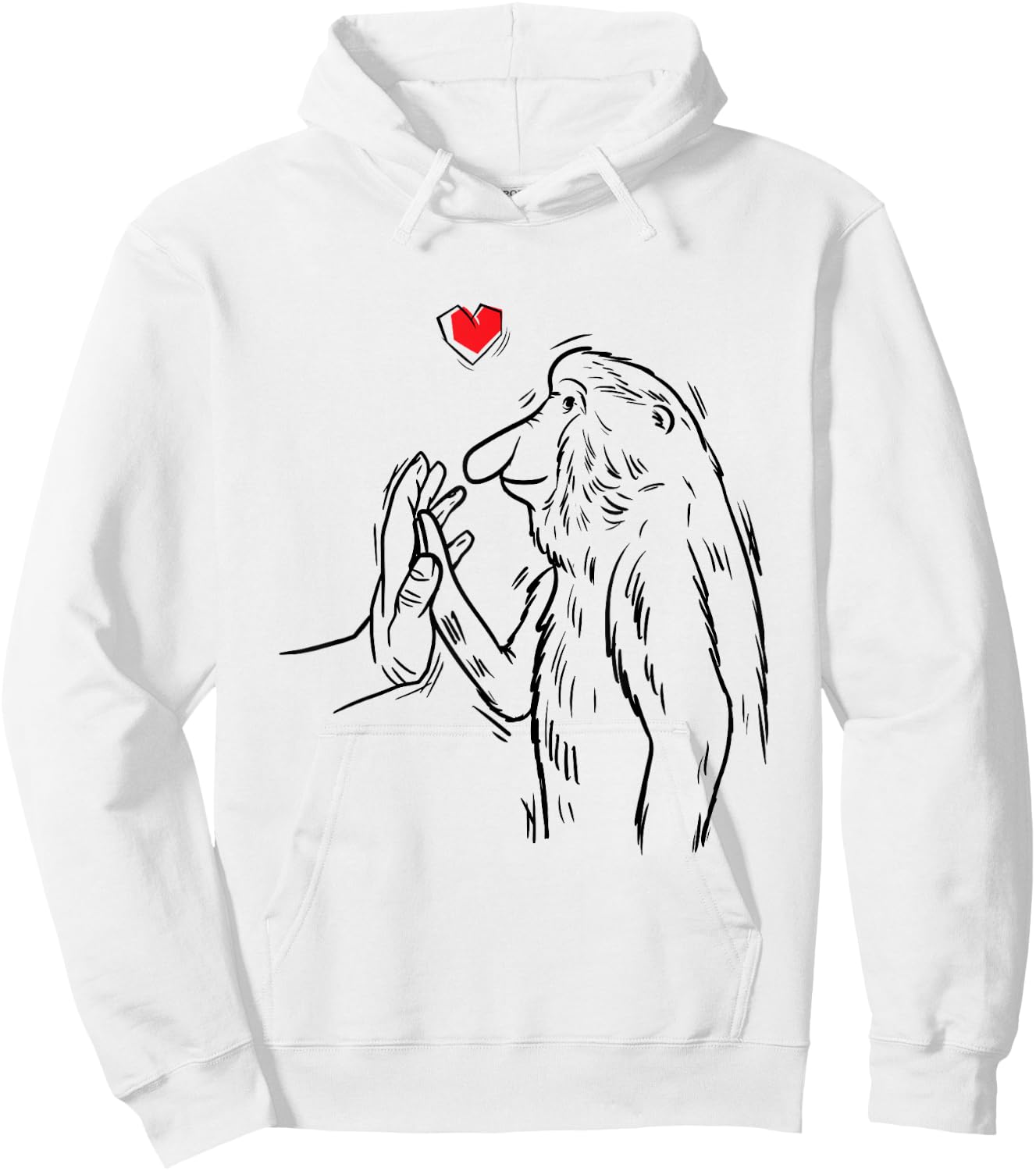 Malaffealuv Proboscis Monkey Long-Nosed Monkey -Adults , Grey, Small, Short Sleeve Hoodie - Hoodie | White