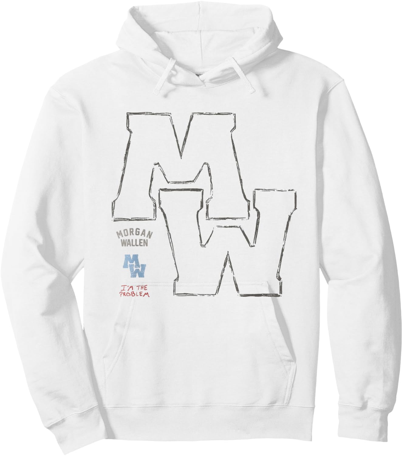 Official Morgan Wallen Sketch Logo Hoodie - Hoodie | White