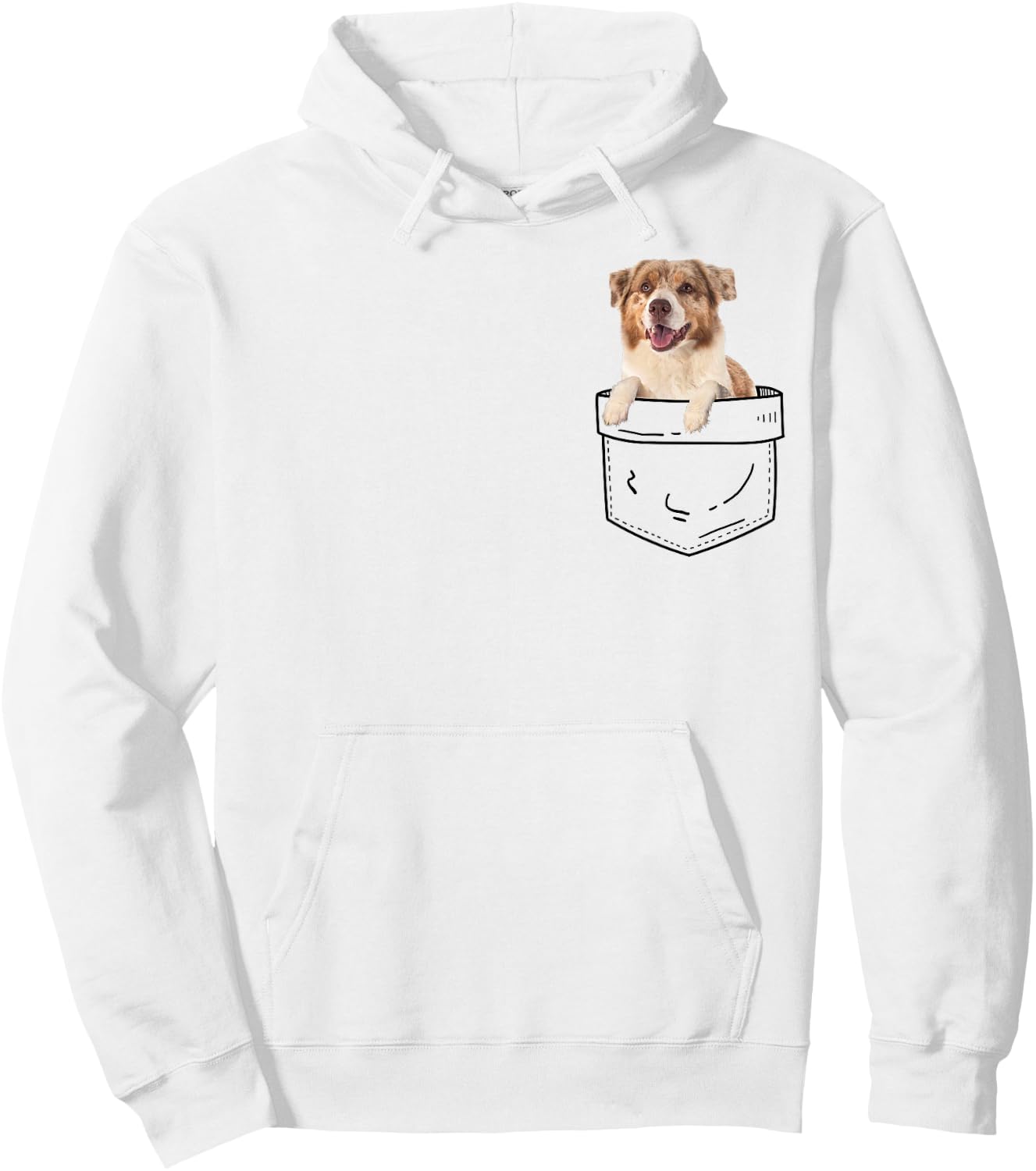 Red Merle Australian Shepherd In Pocket Hoodie - Hoodie | White