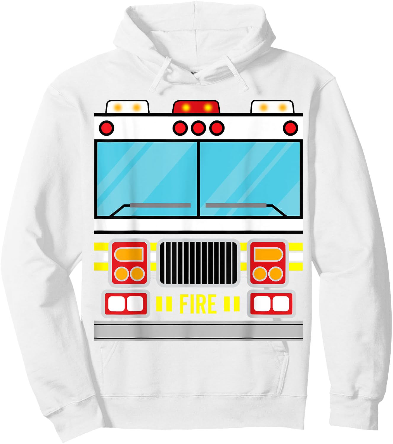 Fire Truck Costume Simple Easy Halloween Group Costume Hoodie - Hoodie | White