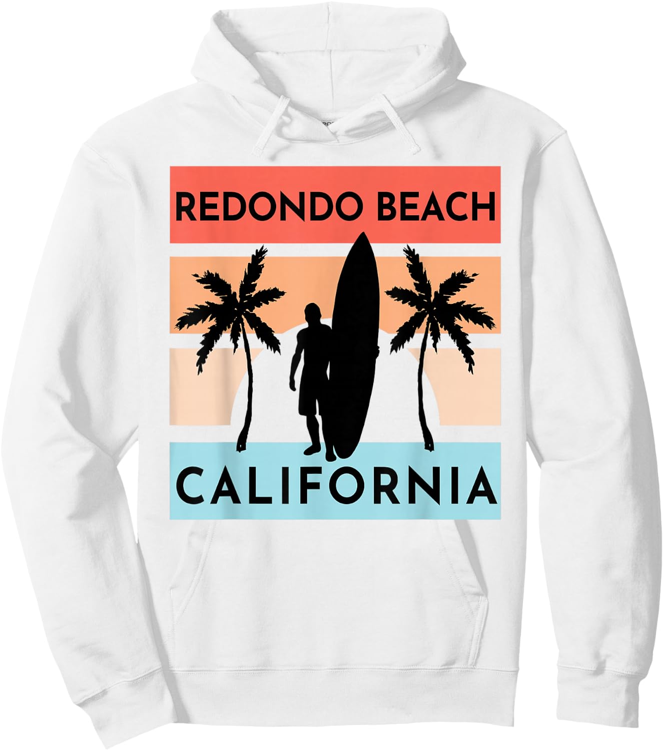 Redondo Beach California Surf Summer Vacation Vintage Hoodie - Hoodie | White