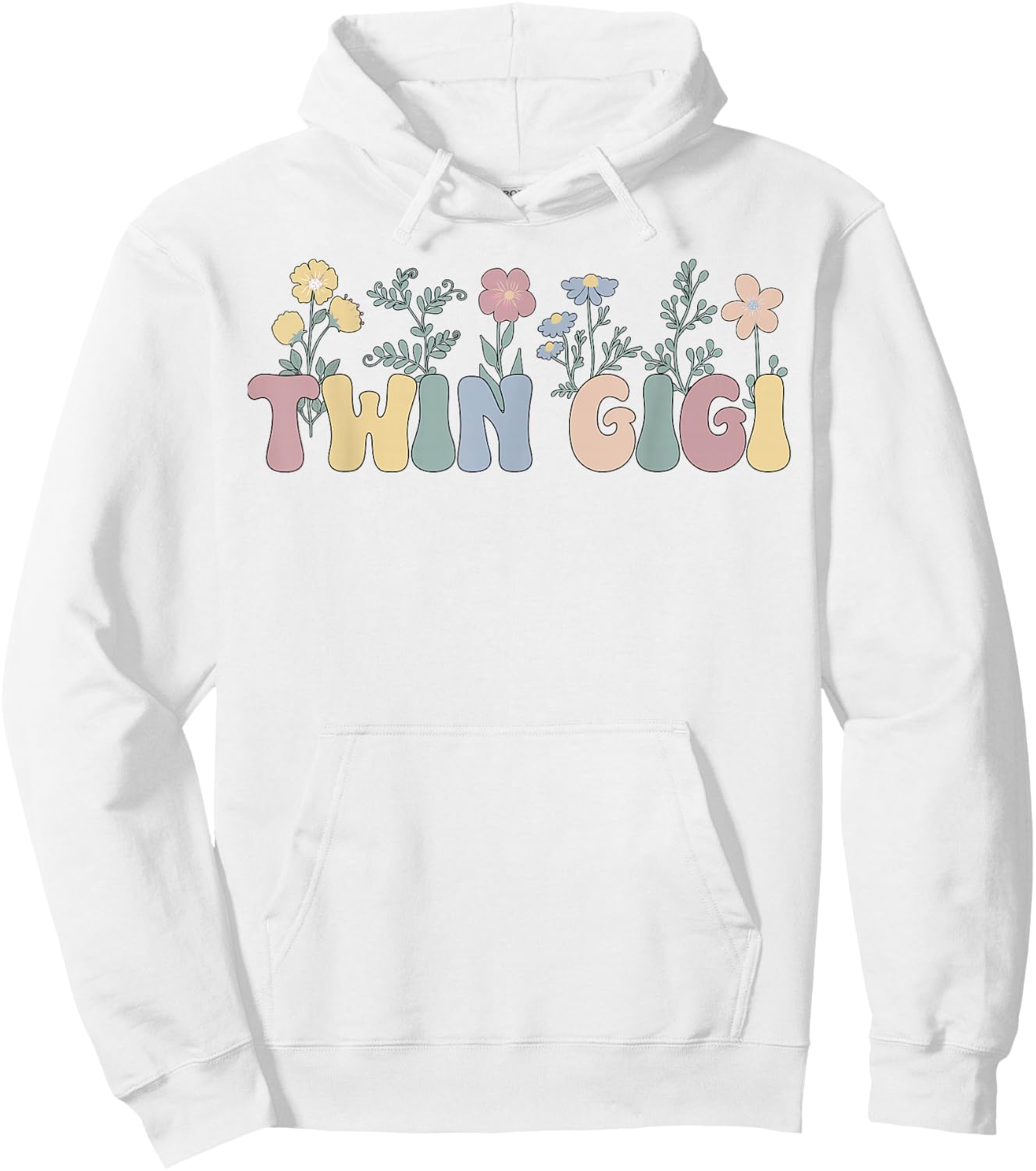 Twin Gigi Flowers Grandma Gigi Of Twins Hoodie - Hoodie | White