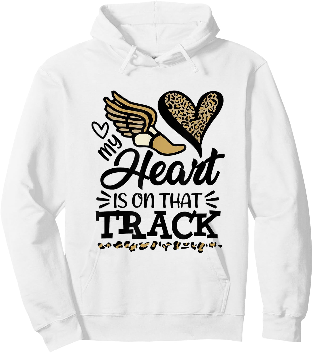 My Heart Is On That Track Cross Country Mom Running Leopard Hoodie - Hoodie | White