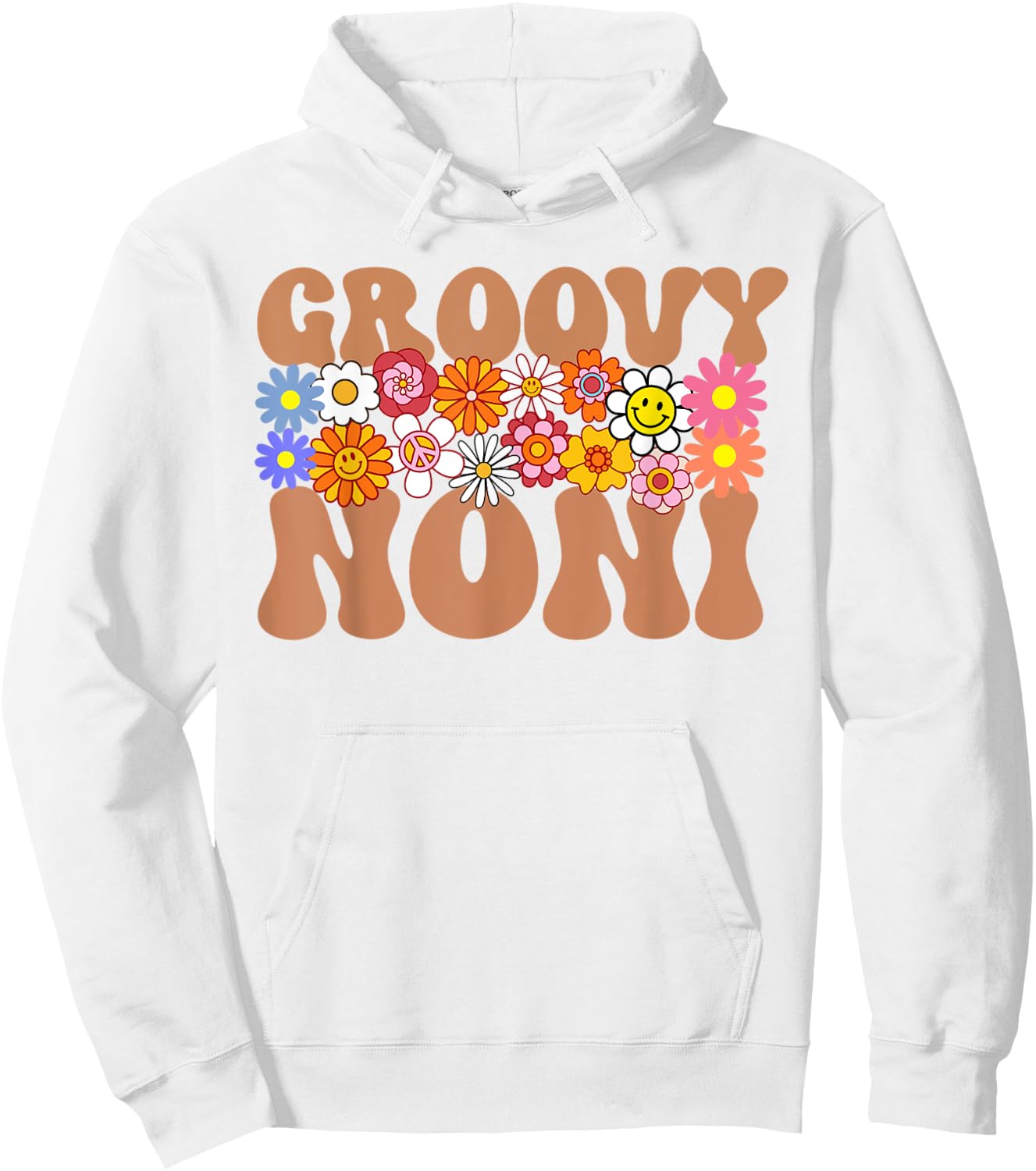 Retro Groovy Noni Grandma Hippie Family Matching Mothers Day Hoodie - Hoodie | White