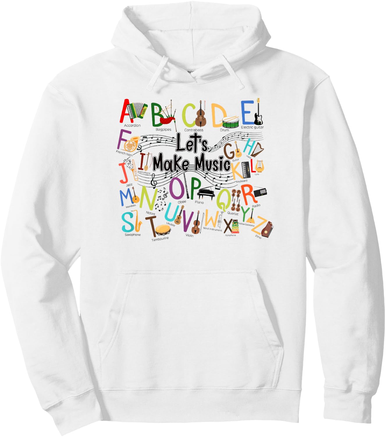 Cute Alphabet Design For Music Teacher Men Women Teacher Hoodie - Hoodie | White
