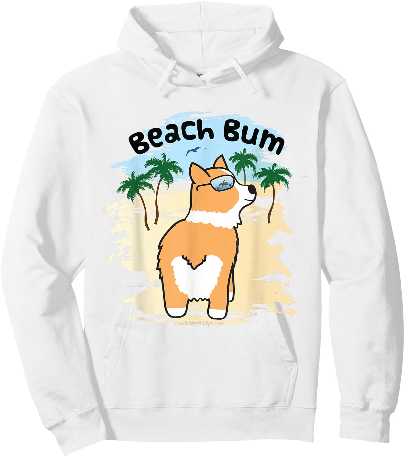 Funny Corgi Dog Beach Bum T Shirt Women Hoodie - Hoodie | White