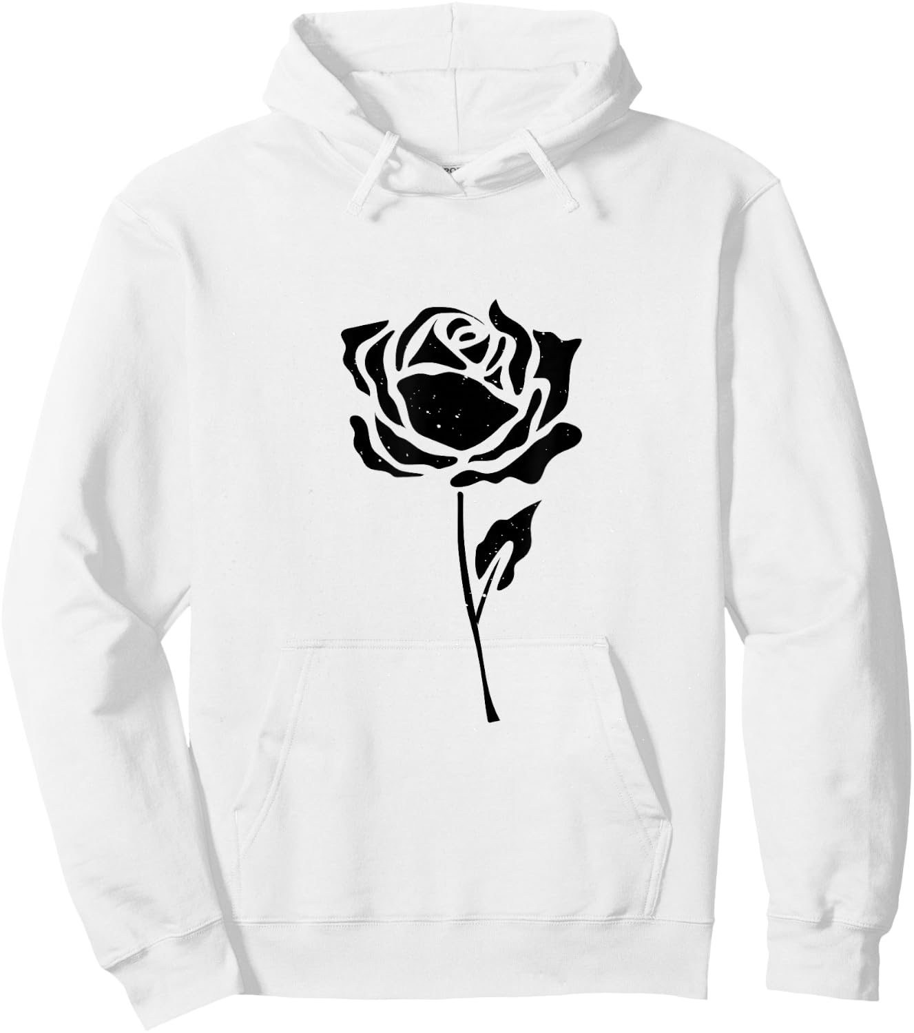 Vintage Black Flower Rose Design White Hoodie - Hoodie | White