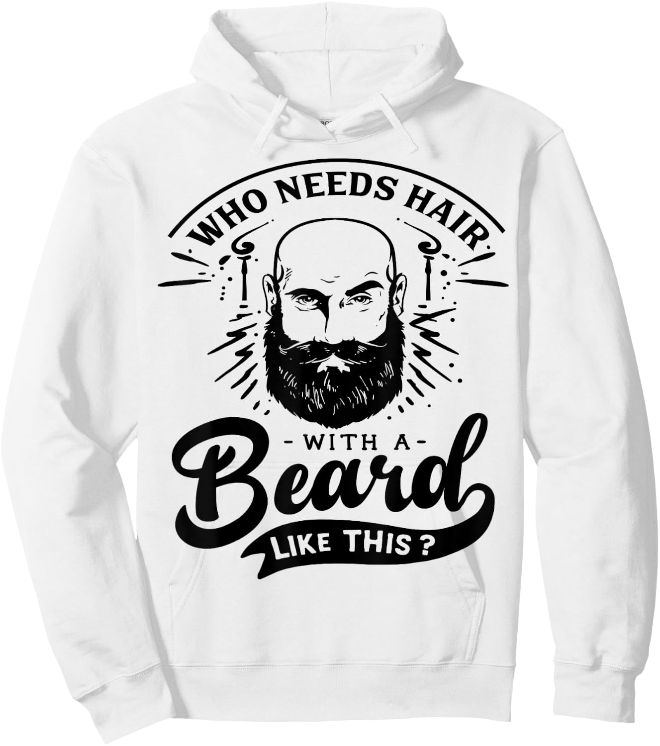 Who needs Hair with a Beard like this Viking Bearded Men Hoodie - Hoodie | White