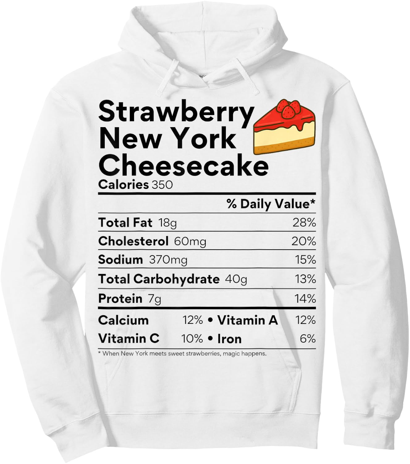 New York Strawberry Cheesecake Costume Food Nutrition Facts Hoodie - Hoodie | White