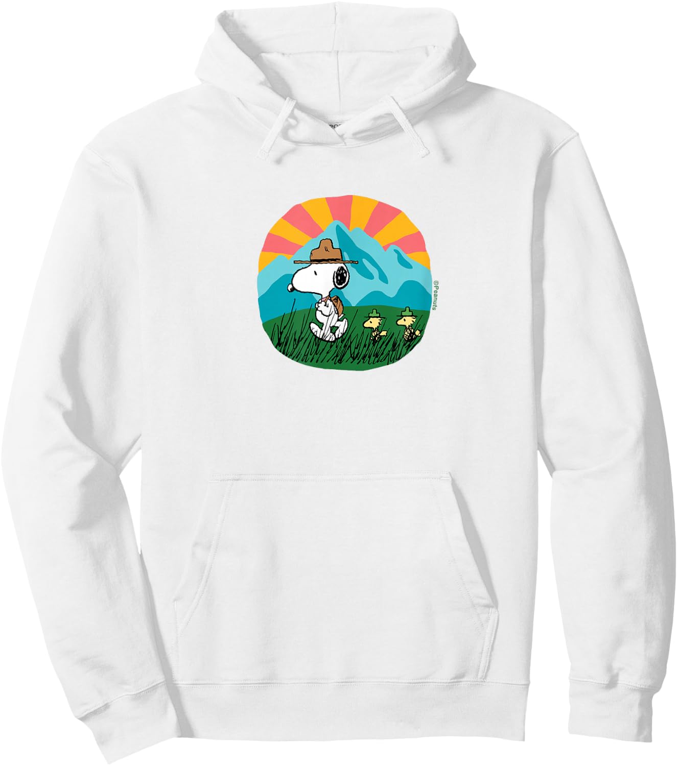 Peanuts - Snoopy and Woodstock Hiking Mountain Hoodie - Hoodie | White