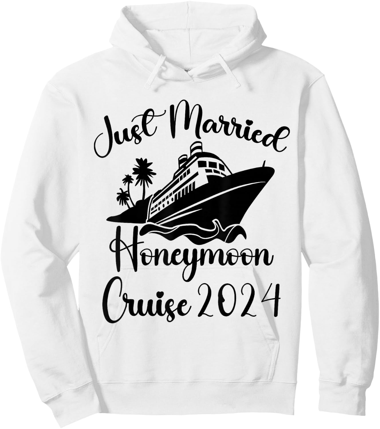 Just Married 2024 Wedding Rings Matching Couple Newlyweds Hoodie - Hoodie | White