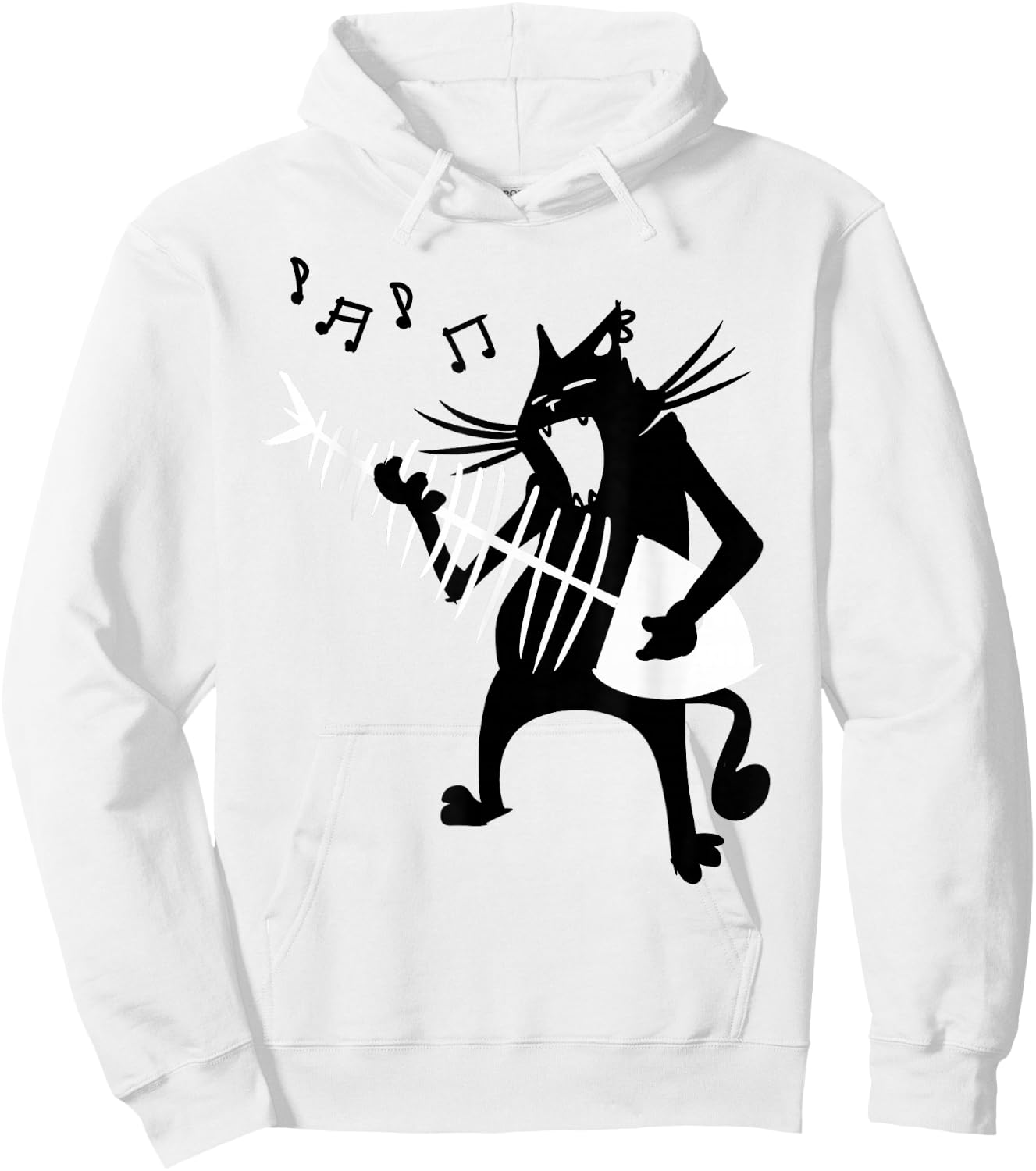 Cat Playing Guitar Music Lover Rock Roll Christmas Gift Hoodie - Hoodie | White