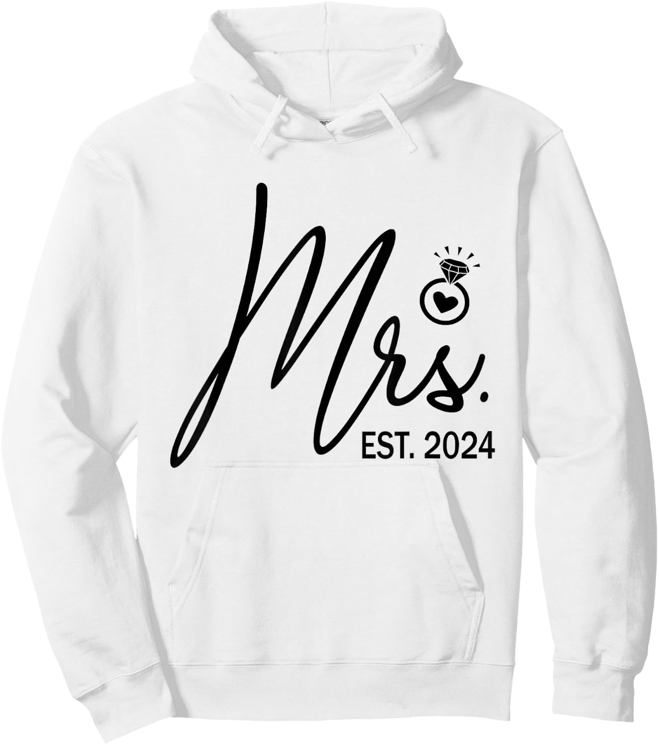 Mrs. Est. 2024 Just Married Wedding Wife Mr & Mrs Couple Hoodie - Hoodie | White