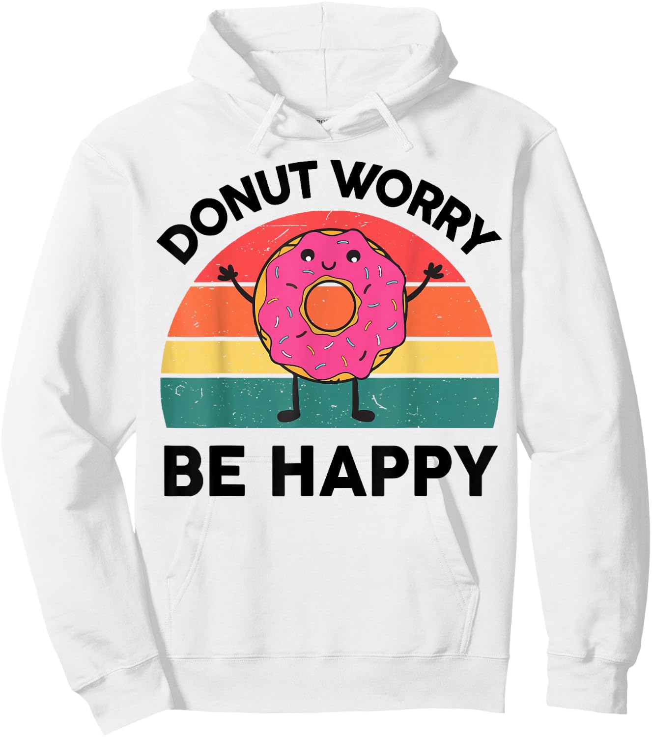 Funny Donut Worry Be Happy Shirt Kids Toddler Boy Girl Retro Hoodie - Hoodie | White