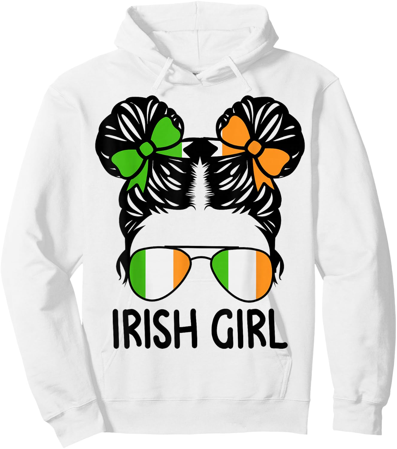 Irish Girl Messy Hair Ireland Pride Patriotic Kids Hoodie - Hoodie | White