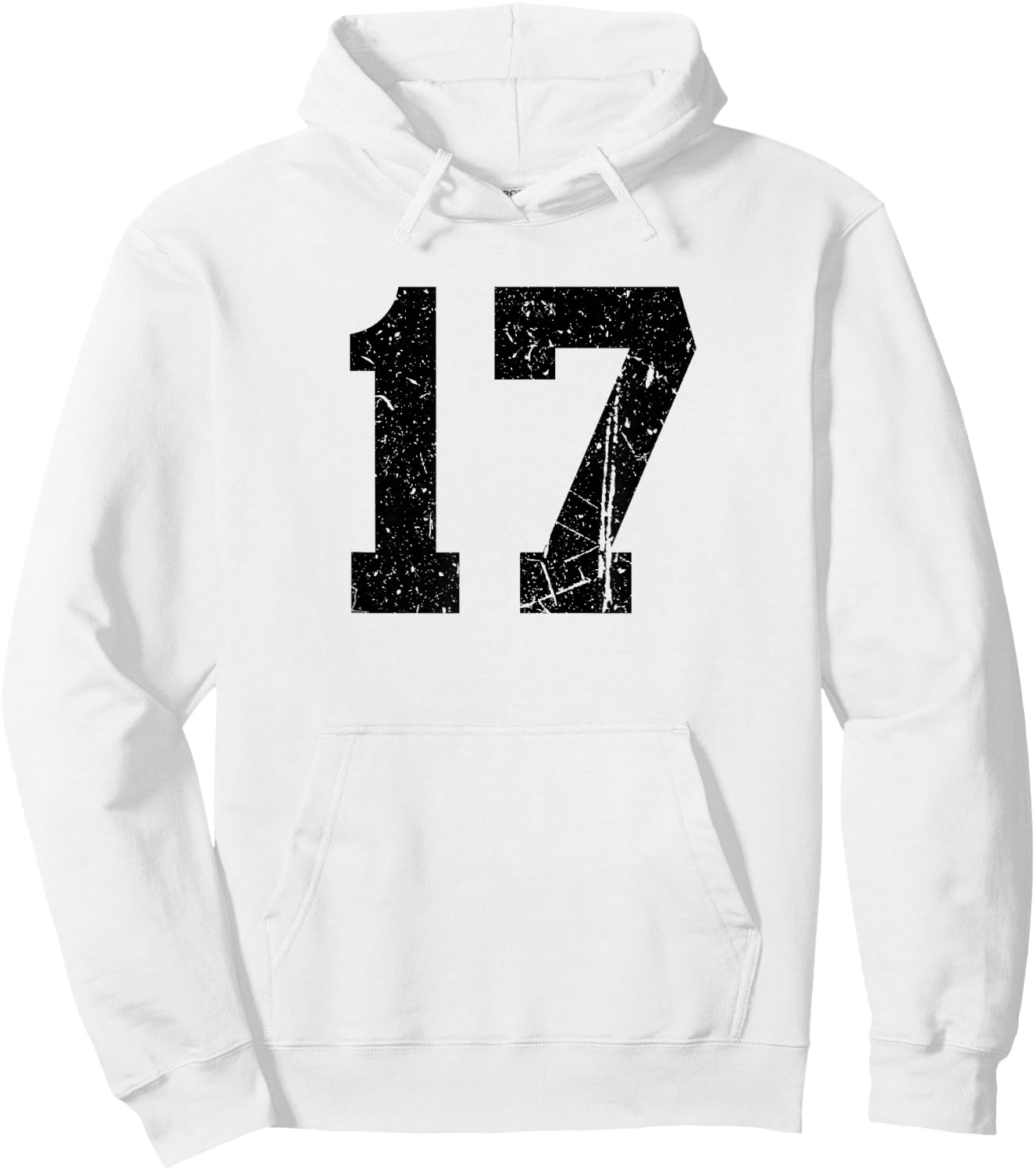 Distressed Black Sports Team Number 17 Hoodie - Hoodie | White