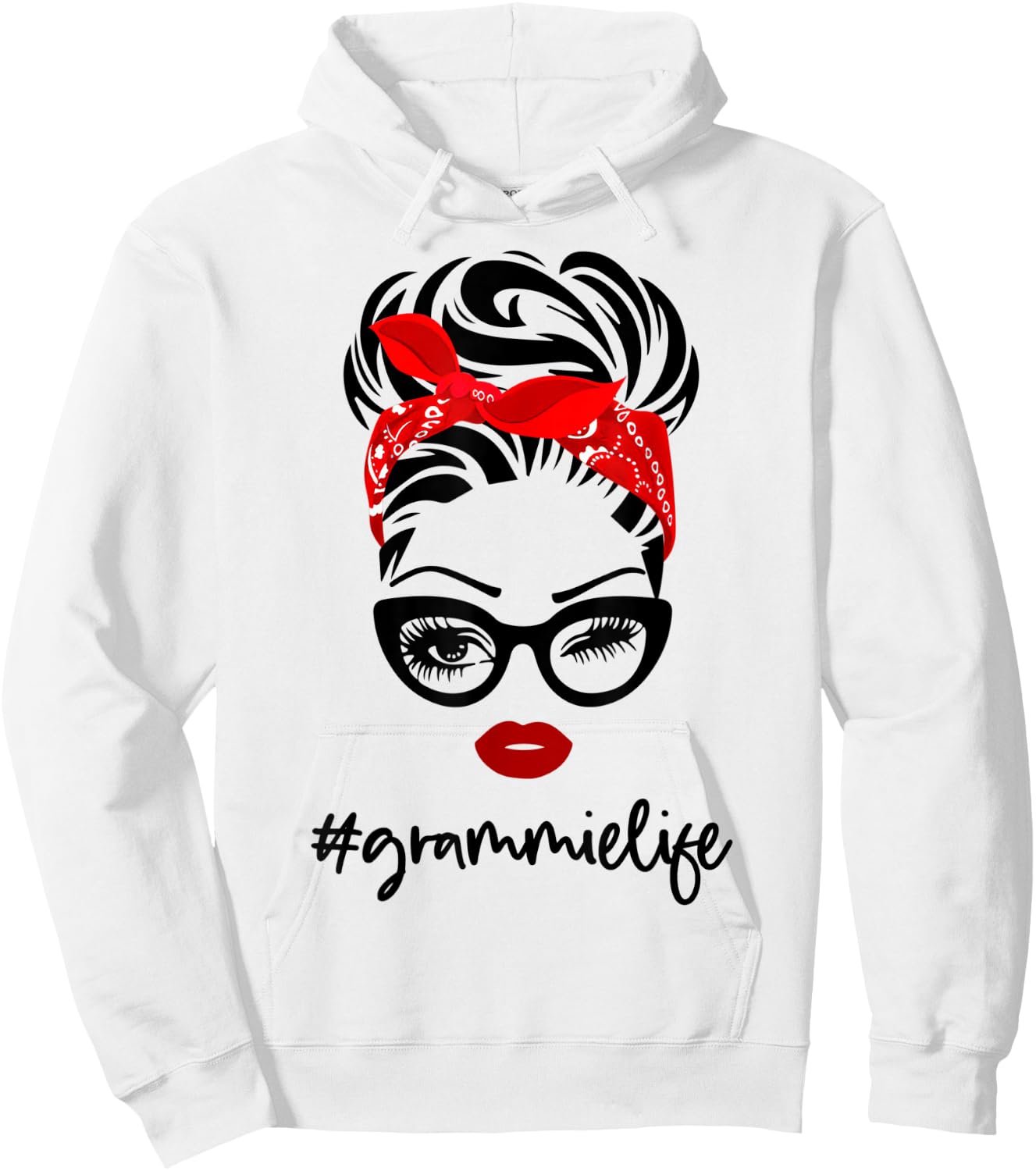 #grammieLife grammie Life Vintage Wink Eye Woman Face Gifts Hoodie - Hoodie | White