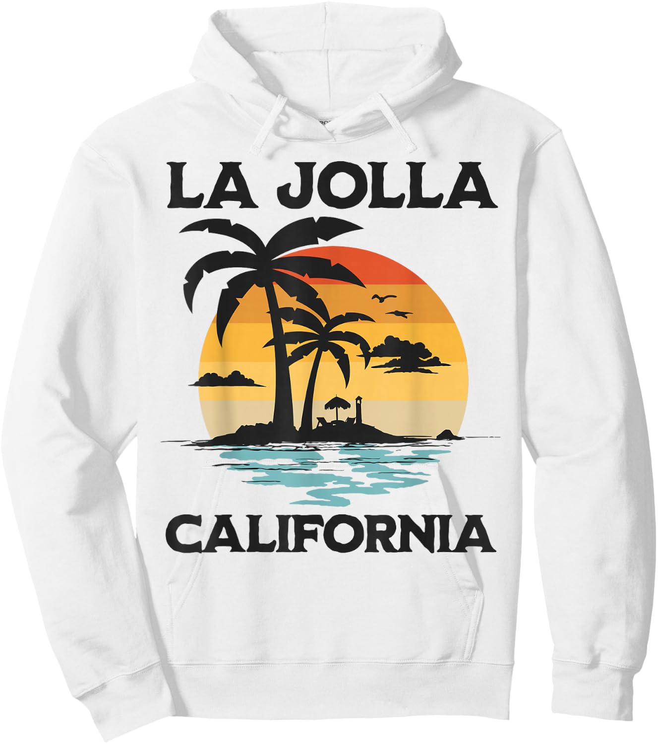La Jolla California Beach Surf Summer Vacation Vintage Hoodie - Hoodie | White