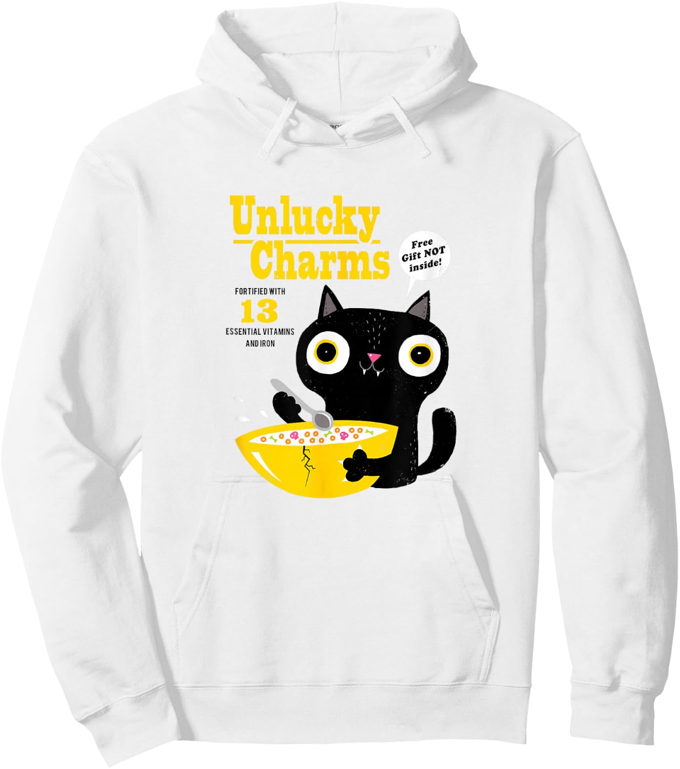 Funny Cat Cereal: Unlucky Charms-Official DinoMike Design Hoodie - Hoodie | White