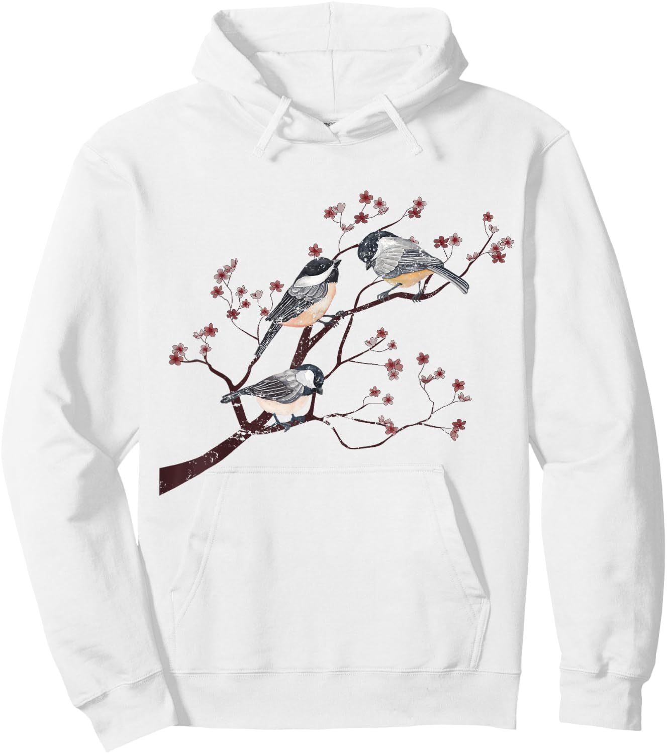 Bird Watcher Chickadee Vintage Nature Blossom Birds Hoodie - Hoodie | White