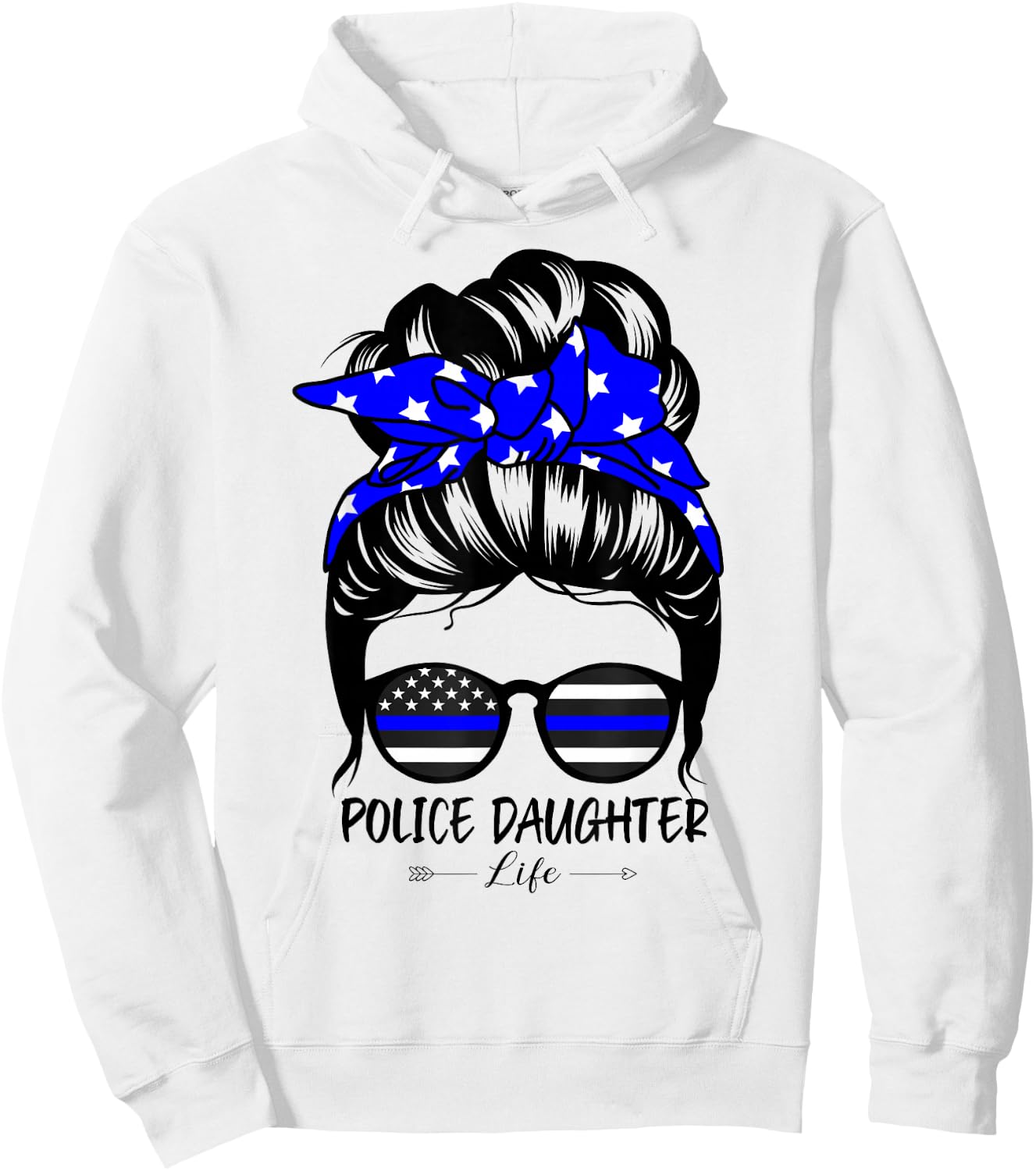Police Daughter Life Messy Bun Hair Funny Police Daughter Hoodie - Hoodie | White