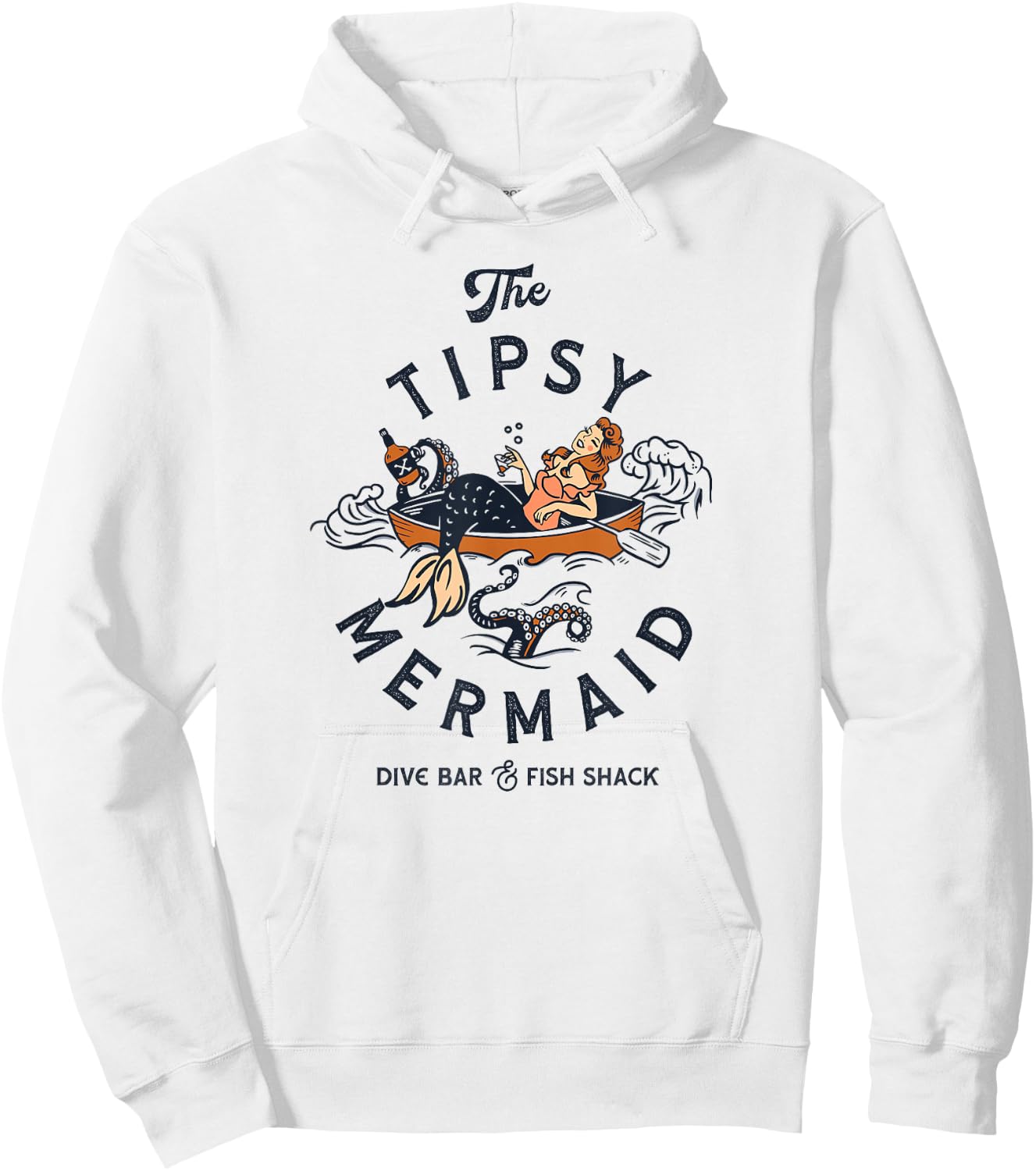 The Tipsy Mermaid Dive Bar & Fish Shack: Vintage Pinup Art Hoodie - Hoodie | White