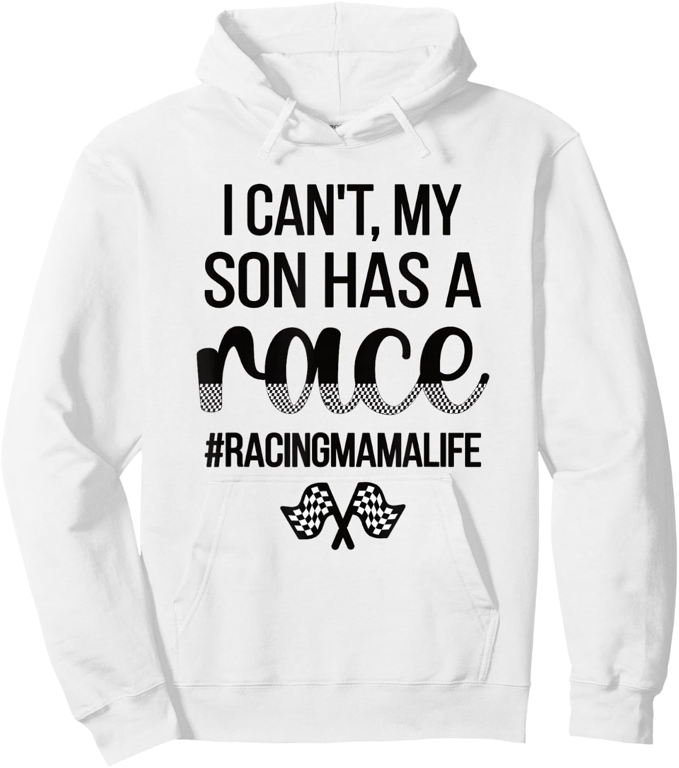 Race Mama For Mother's Day Women's Grey Cotton Polyester Blend Classic Fit Short Sleeve - Small - Racing Mom Hoodie - Hoodie | White