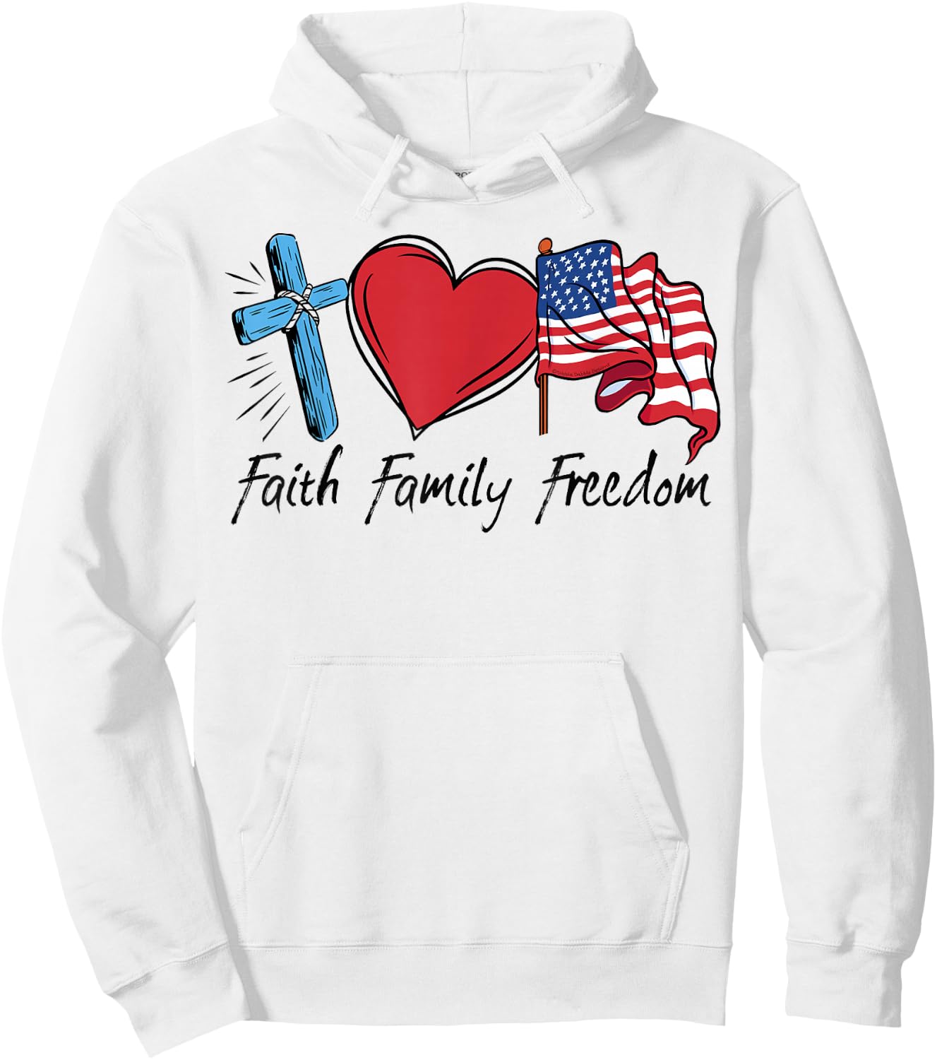 Patriotic Retro Faith Family Freedom USA Flag 4th of July Hoodie - Hoodie | White