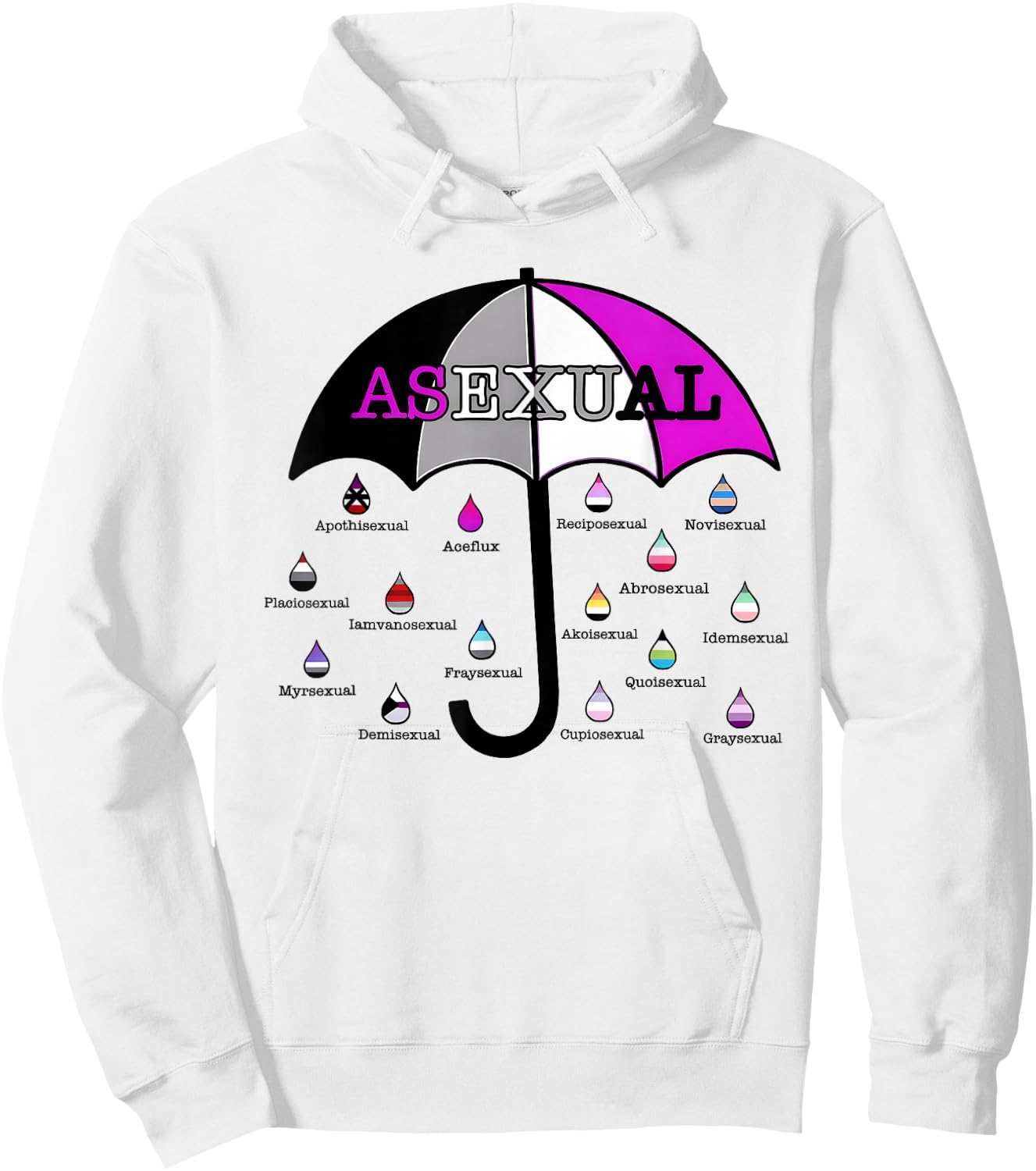 Umbrella Asexual LGBT Lesbian Gay Bisexual Transgender Pride Hoodie - Hoodie | White