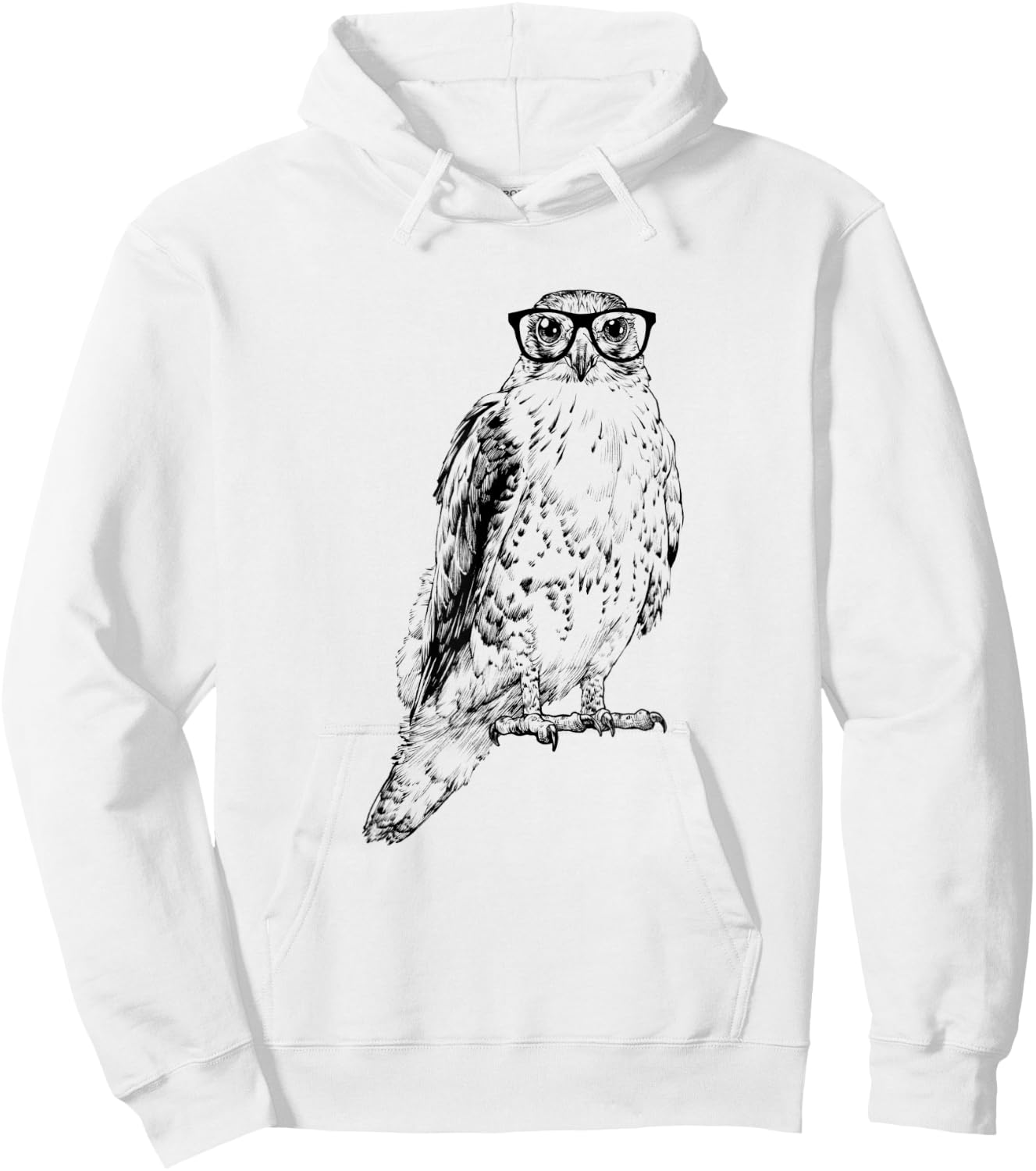 Hipster Hawk in Nerd Glasses Bird Animal Hoodie - Hoodie | White