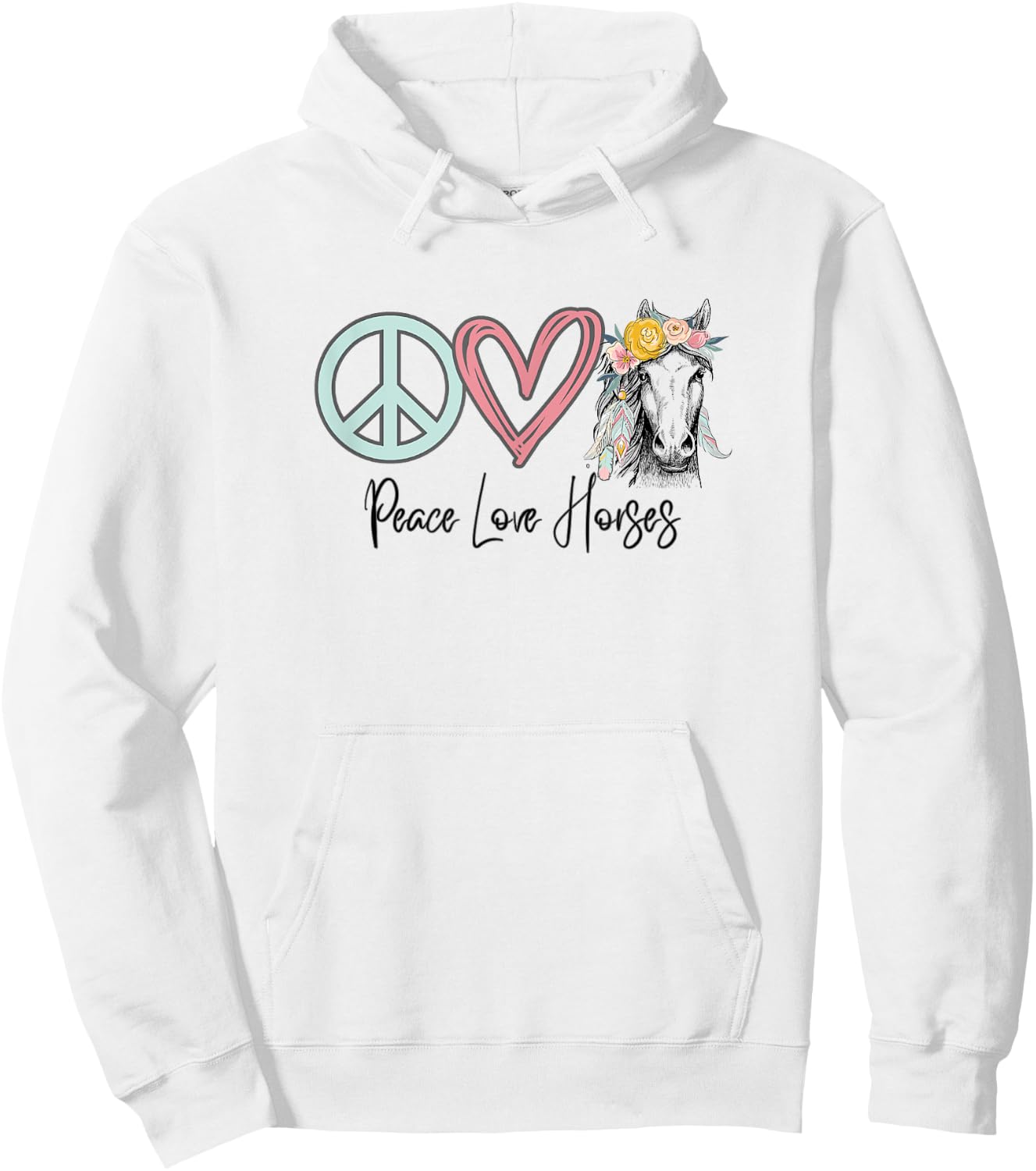 Horse Cowgirls Peace Love Horses Equestrian Horseback Riding Hoodie - Hoodie | White