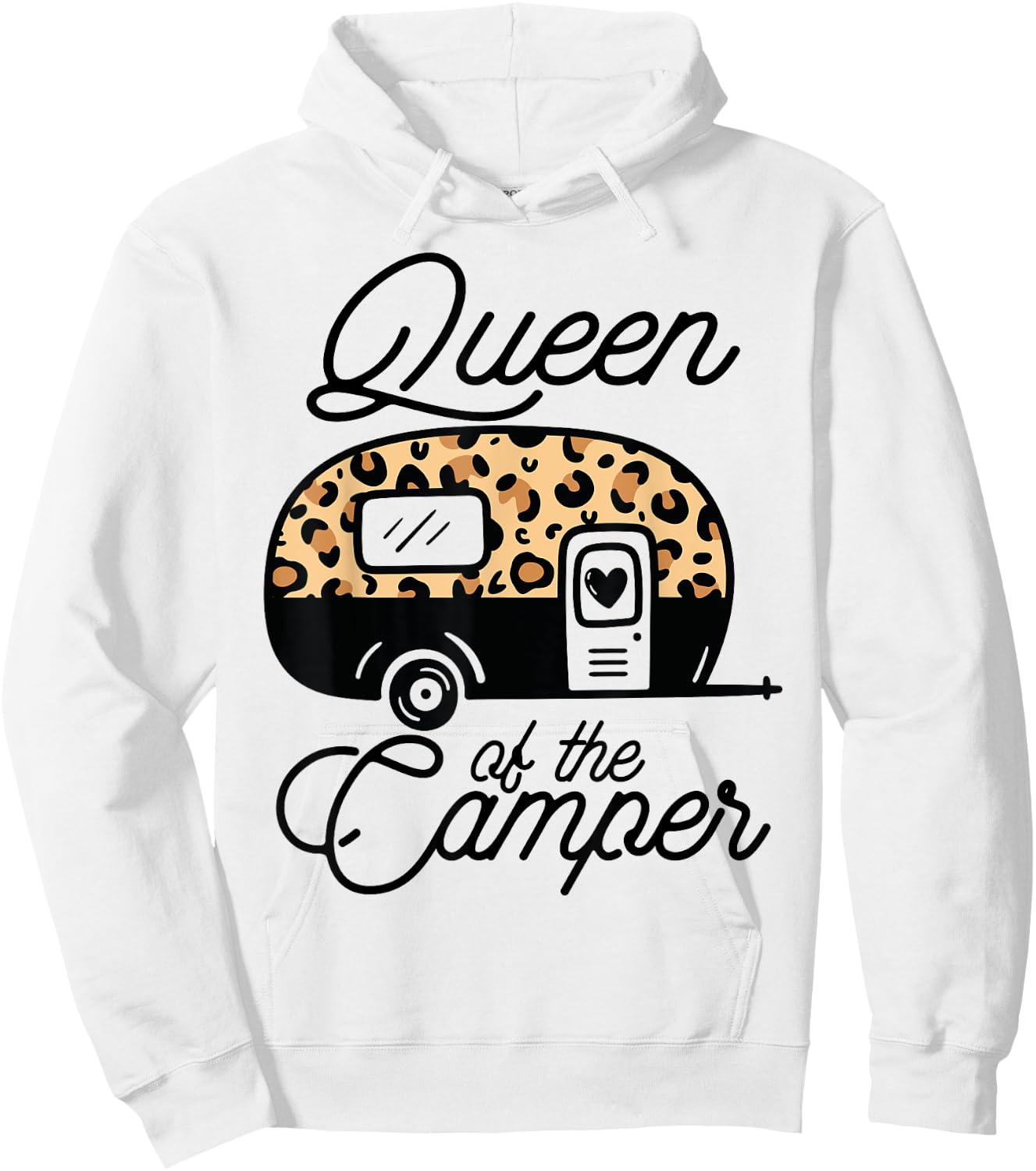 Queen of the Camper Leopard Women Camper Camping Traveler Hoodie - Hoodie | White