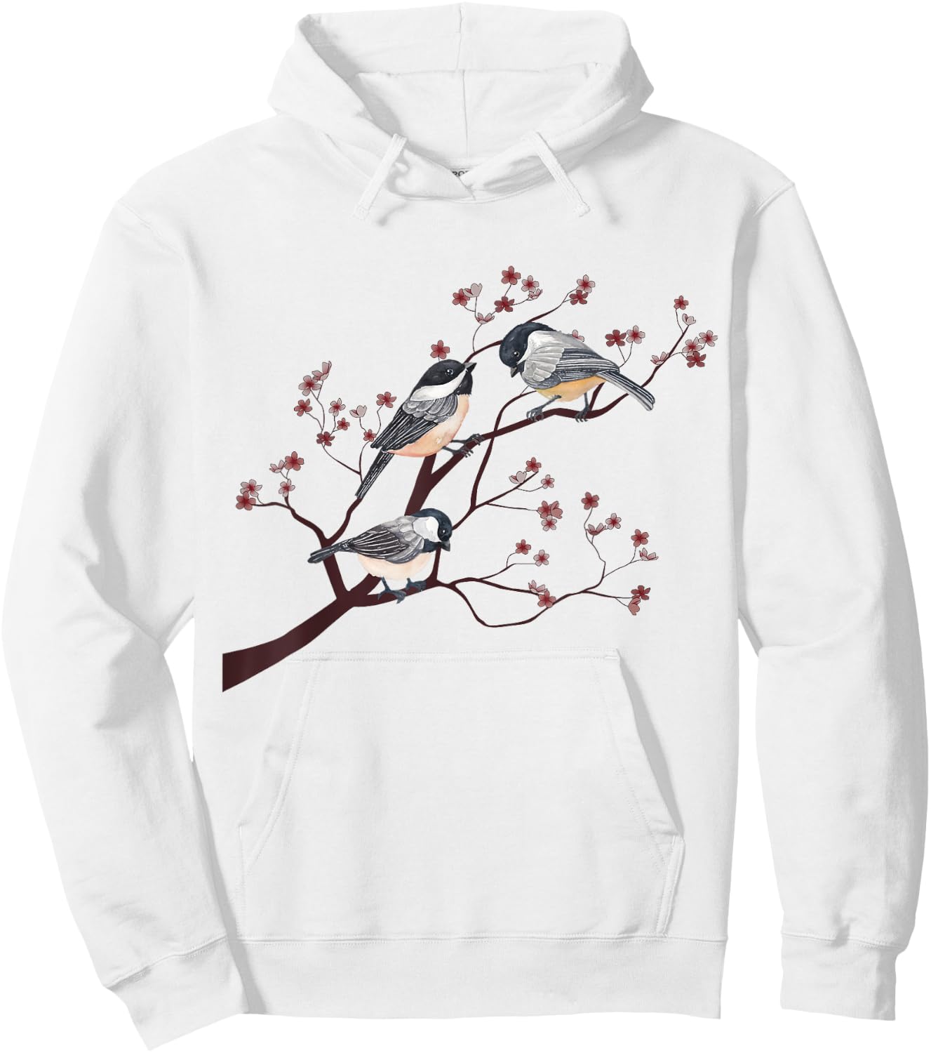 Bird Watching Nature Animal Vintage Blossom Chickadee Hoodie - Hoodie | White