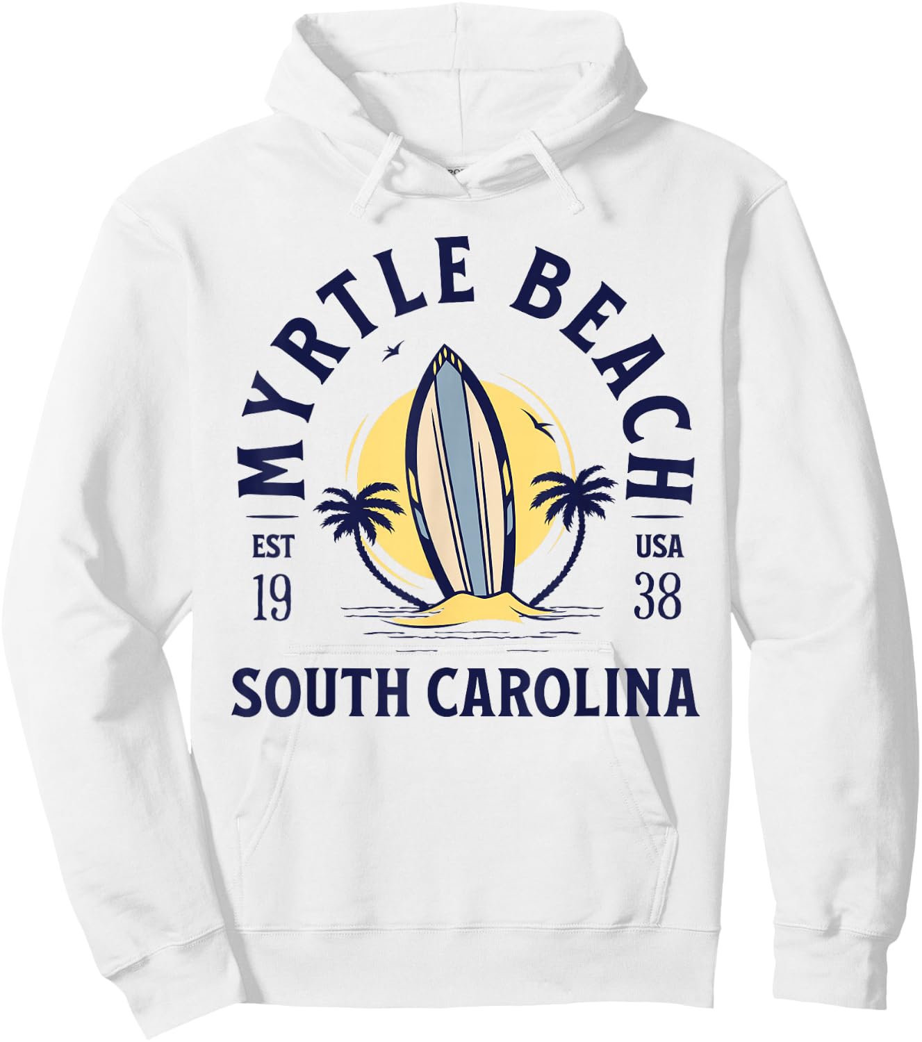 Myrtle Beach South Carolina Surf Summer Vacation Vintage Hoodie - Hoodie | White