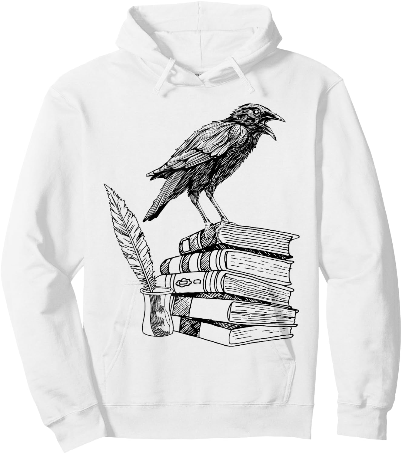 Dark Academia Aesthetic Raven Crow On Old Vintage Books Hoodie - Hoodie | White