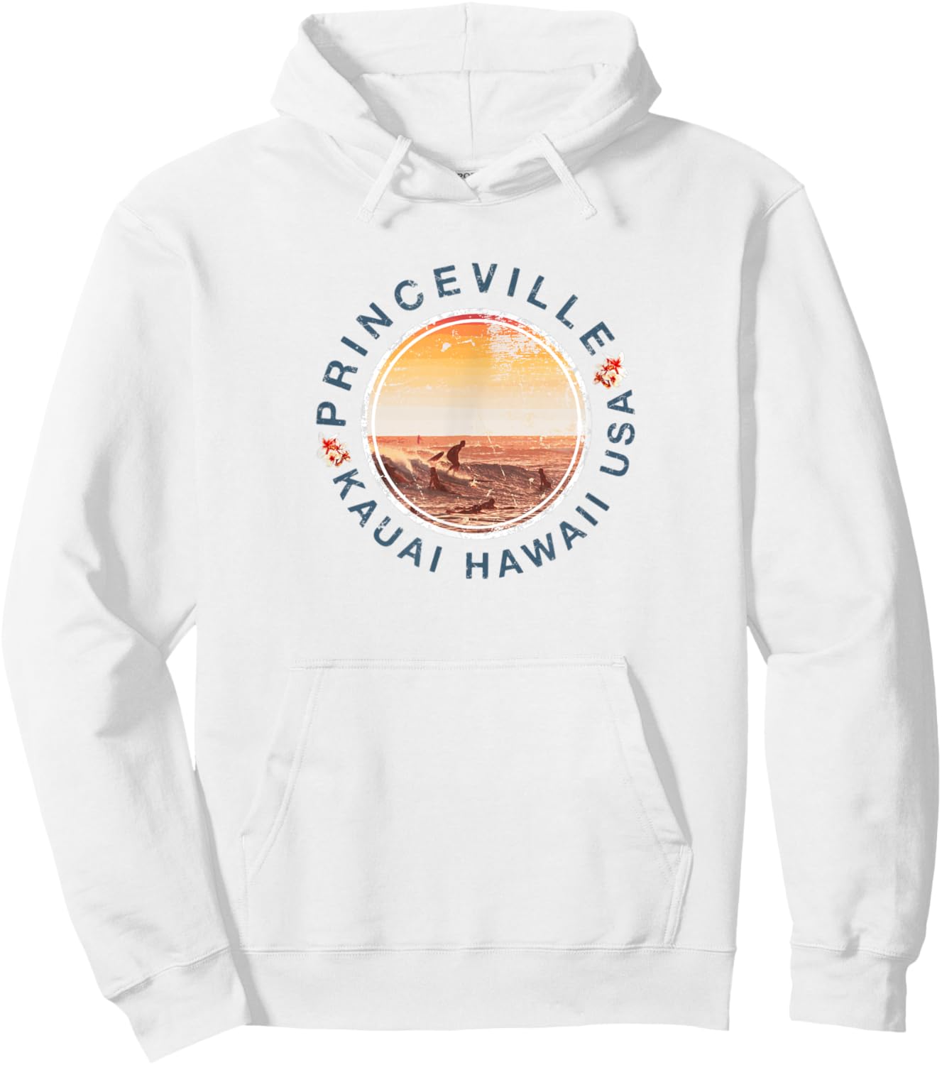 Kauai Hawaii Princeville Surfing Retro Hoodie - Hoodie | White