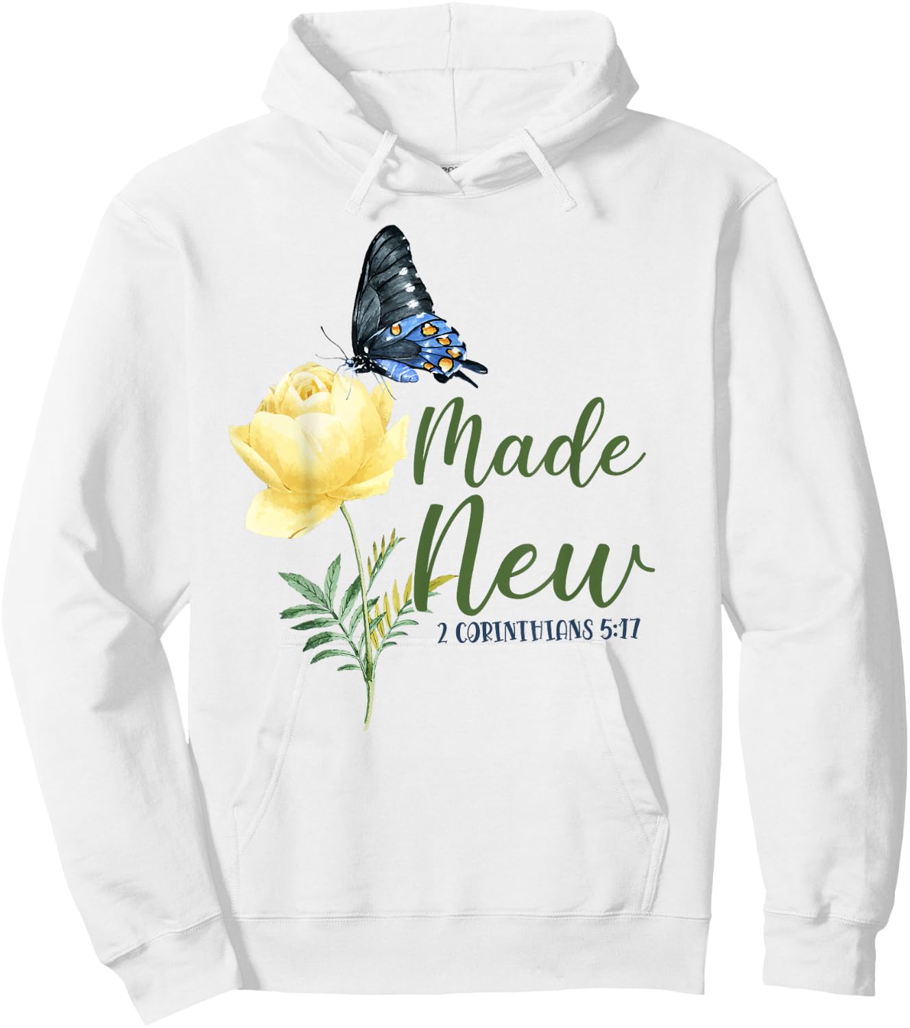 Christian Bible Verse Butterfly Flower 2 Corinthians 5:17 Hoodie - Hoodie | White