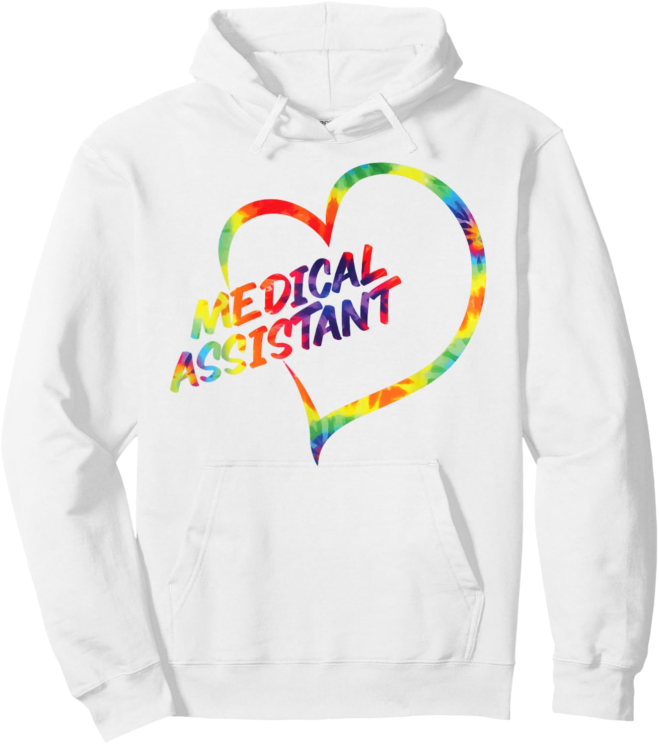Certified Medical Assistant Tie Dye Heart CMA Hoodie - Hoodie | White
