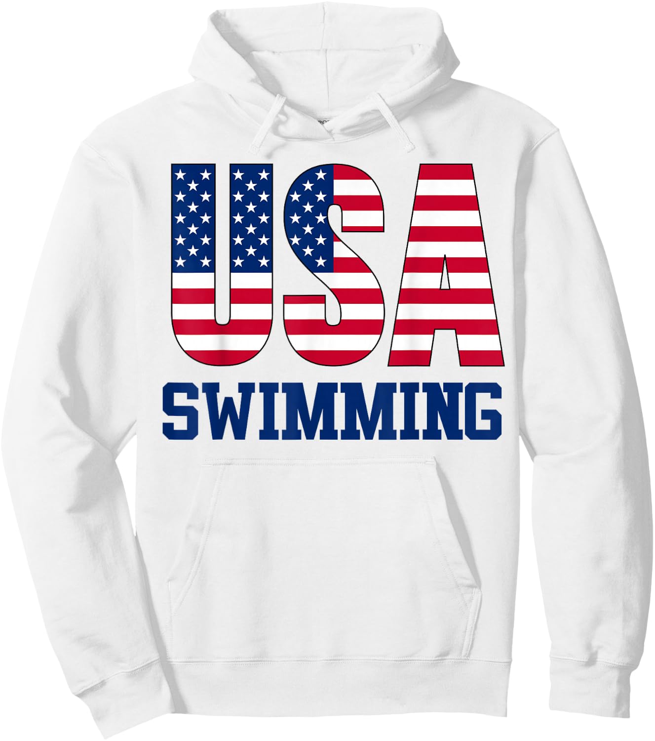 USA with American Flag Swimming Sports Hoodie - Hoodie | White