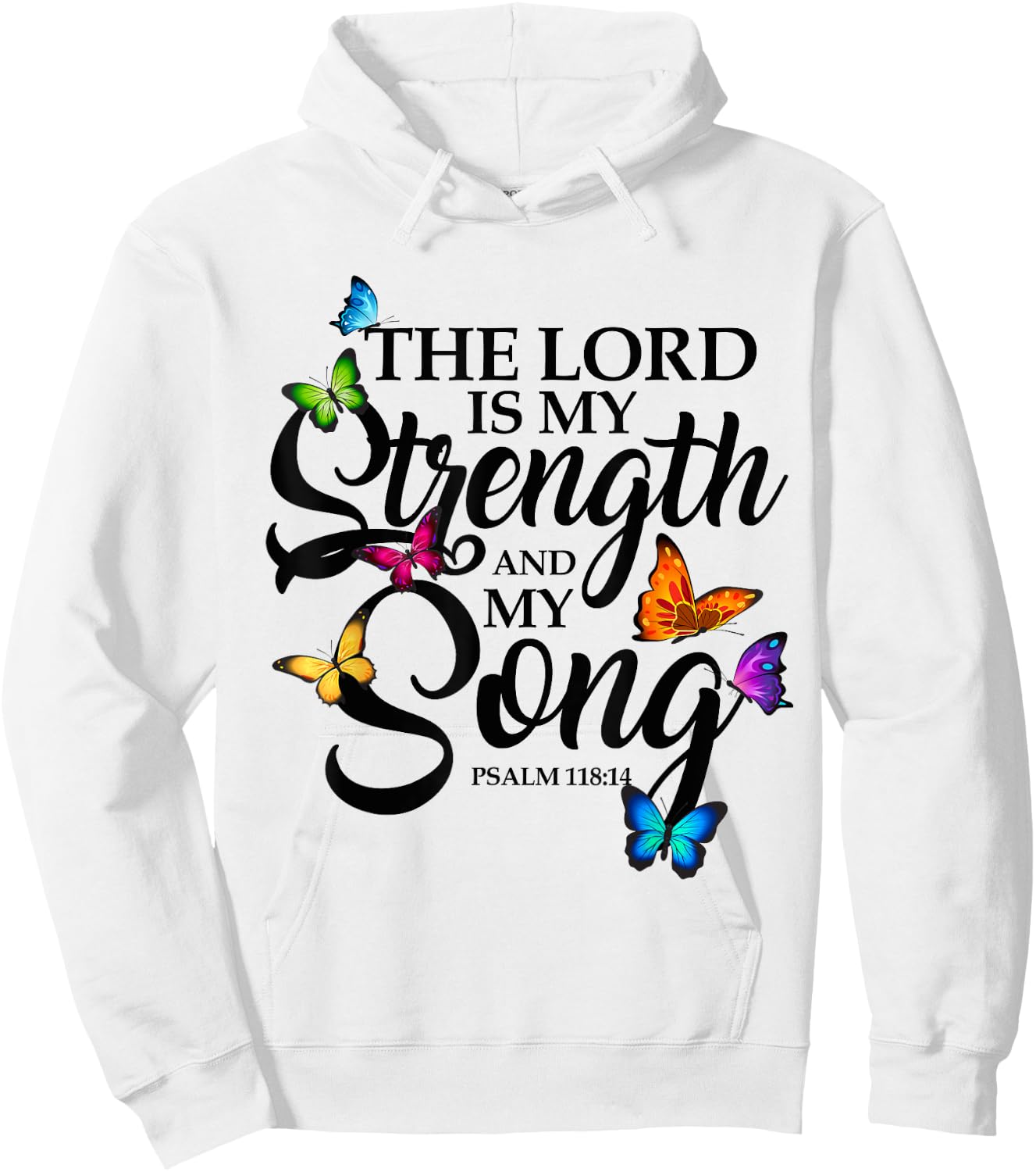 The Lord Is My Power and My Song Butterfly Art Hoodie - Hoodie | White