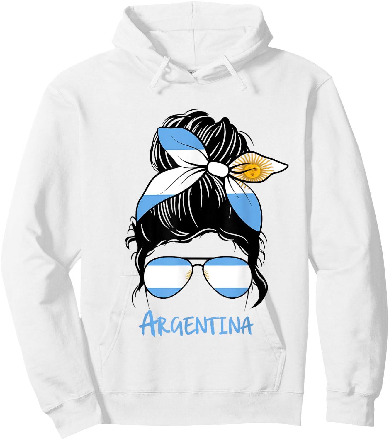 Argentine Girl Bandana Glasses Flag Colors Latina Pride Hoodie - Hoodie | White