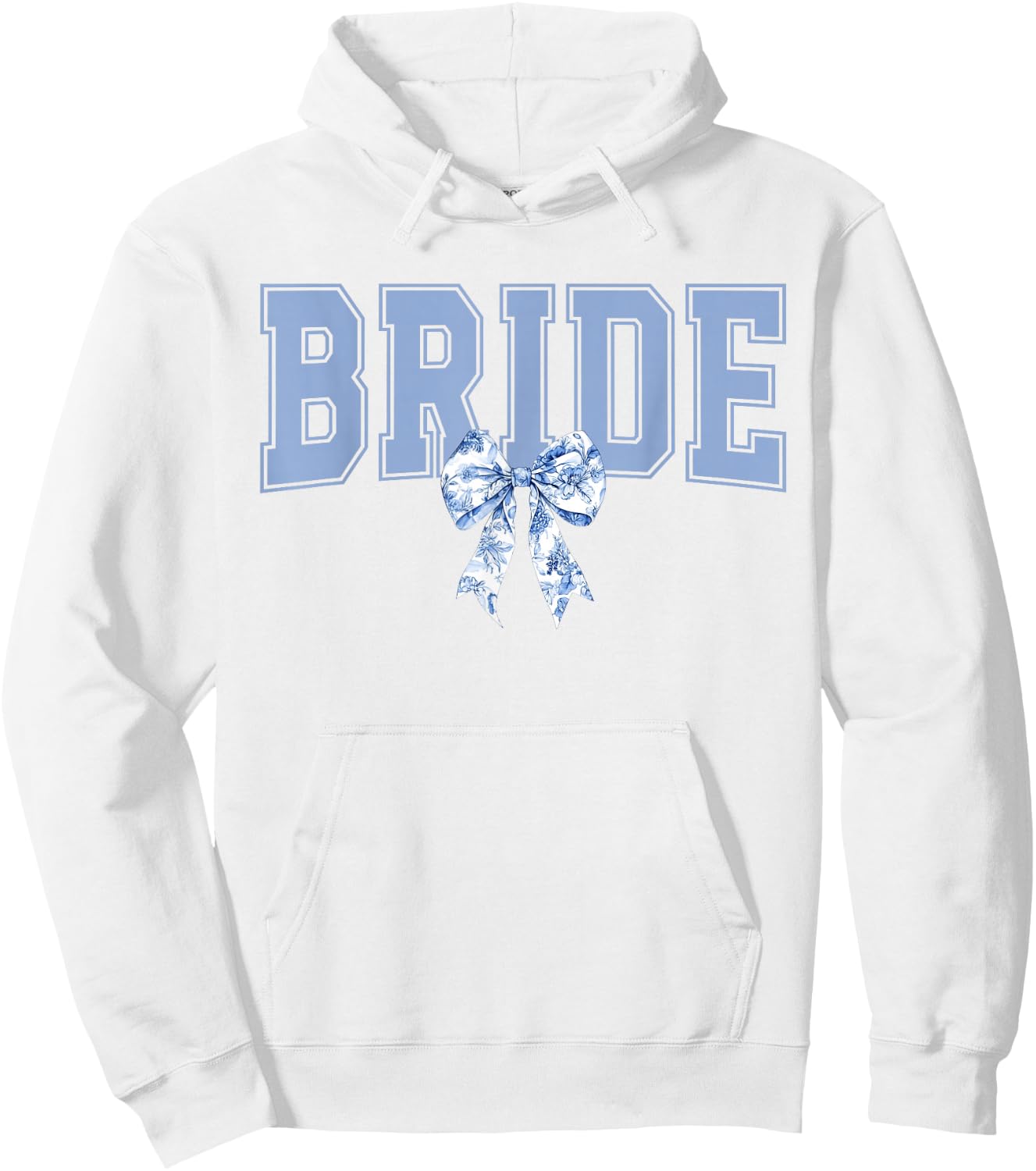 Bride Floral Blue Toile Coquette Bow Bridal Party Wedding Hoodie - Hoodie | White