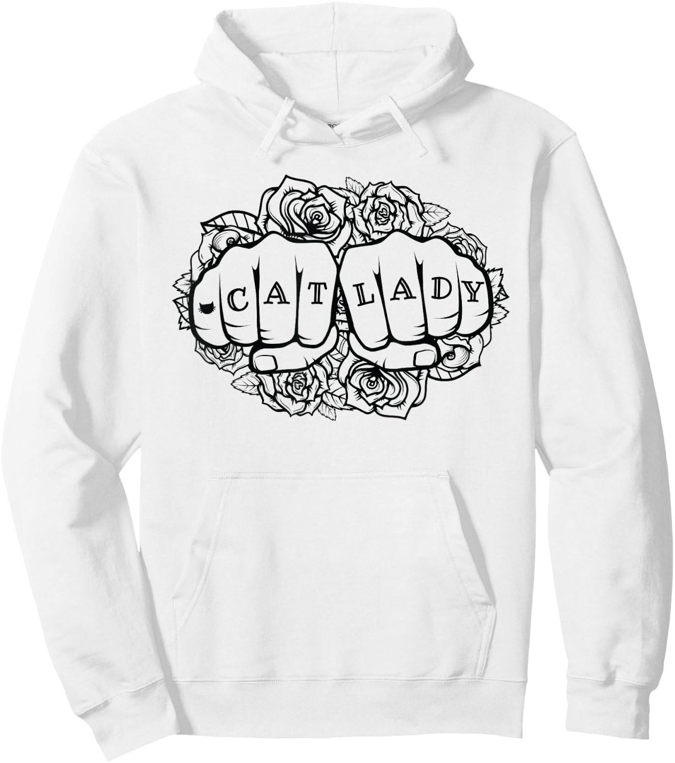 Cat Lady Shirt Cat Lover Knuckle Tattoo Cats and Tats Shirt Hoodie - Hoodie | White