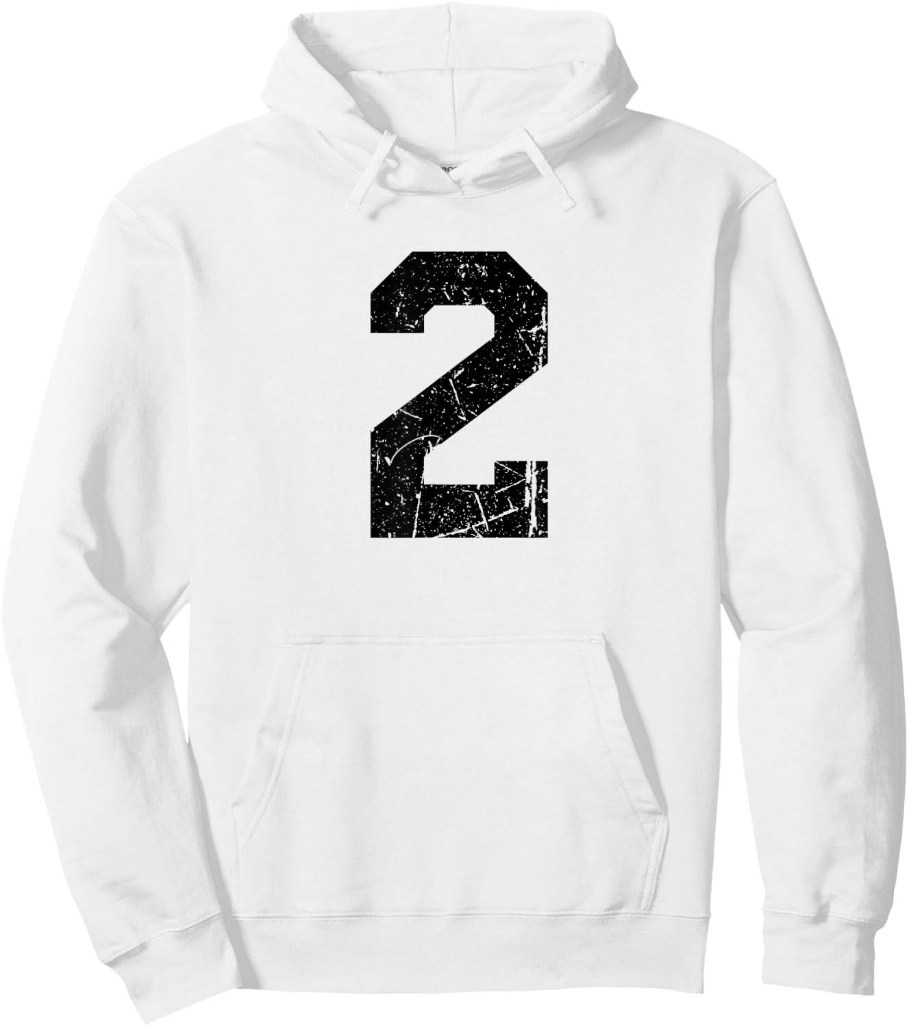 Distressed Black Sports Team Number #2 Hoodie - Hoodie | White