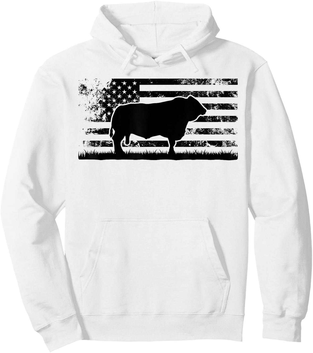 USA American Flag - America Cow Simmental Rancher Hoodie - Hoodie | White