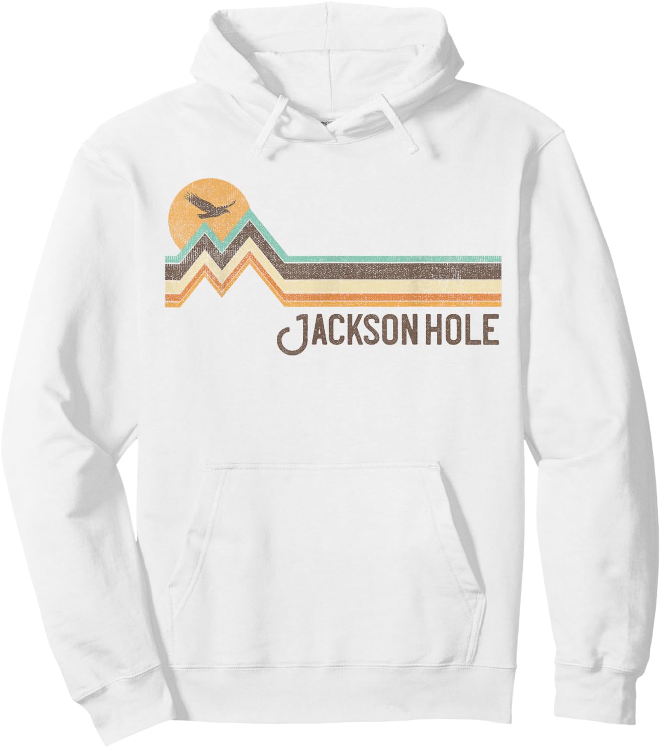 Jackson Hole Wyoming 70s 80s Retro Style Vintage Distressed Hoodie - Hoodie | White