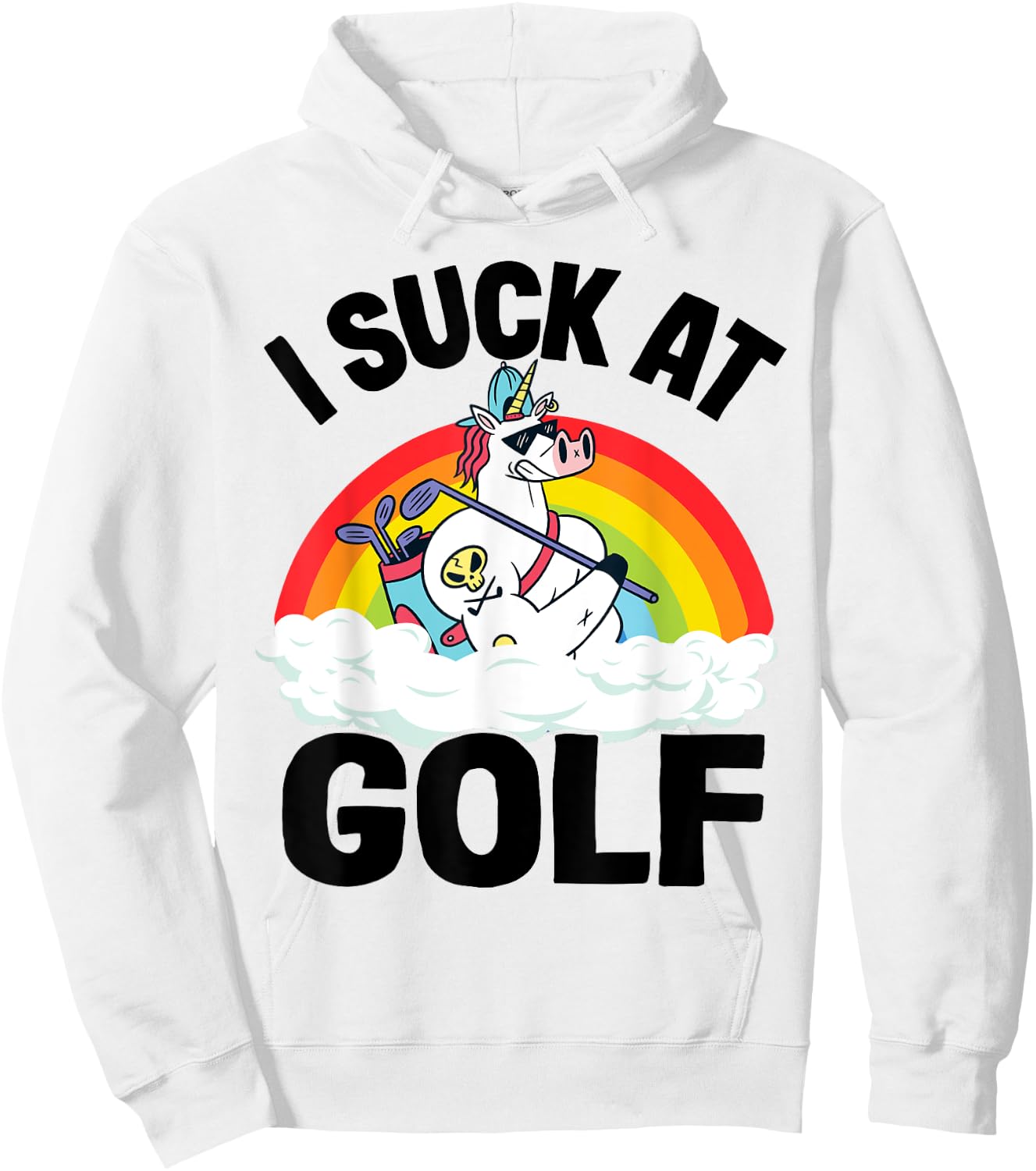 I Suck At Golf Funny Golf Loser Unicorn Sarcastic Golfing Hoodie - Hoodie | White