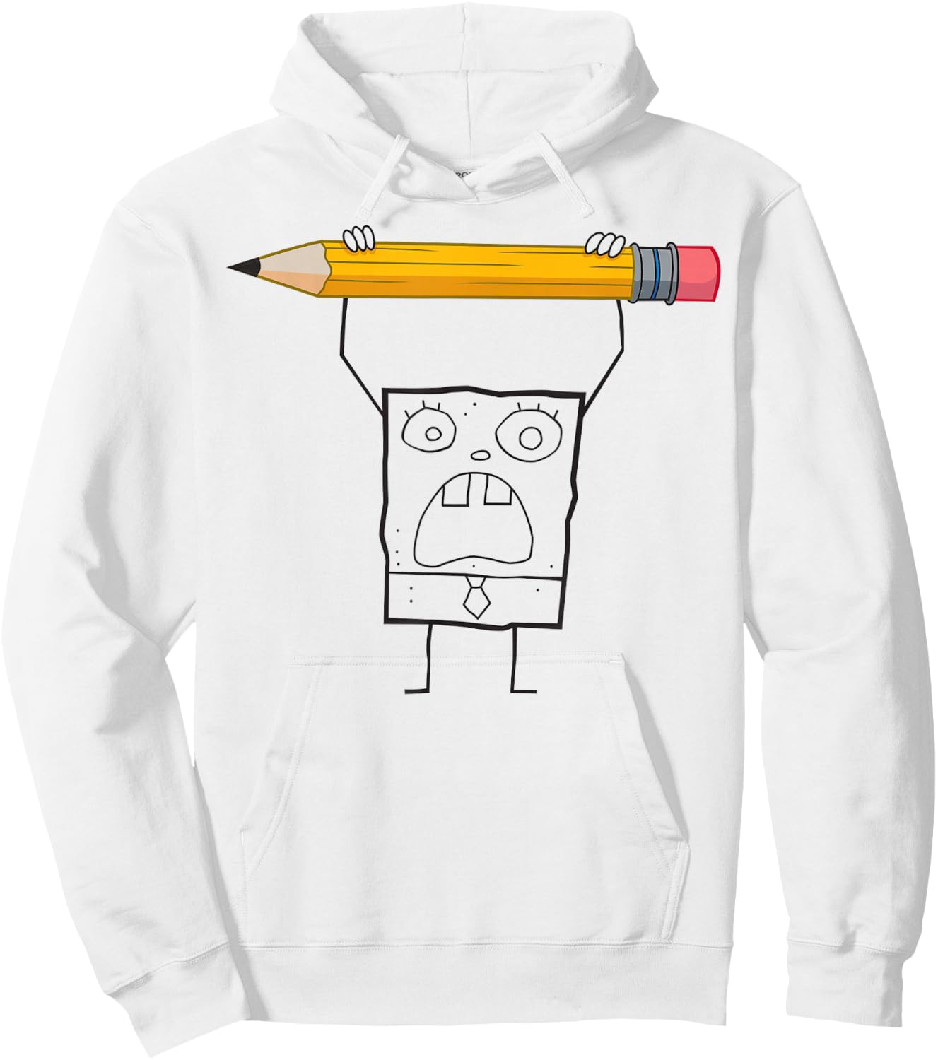 Spongebob Squarepants DoodleBob Pencil Yell Simple Hoodie - Hoodie | White