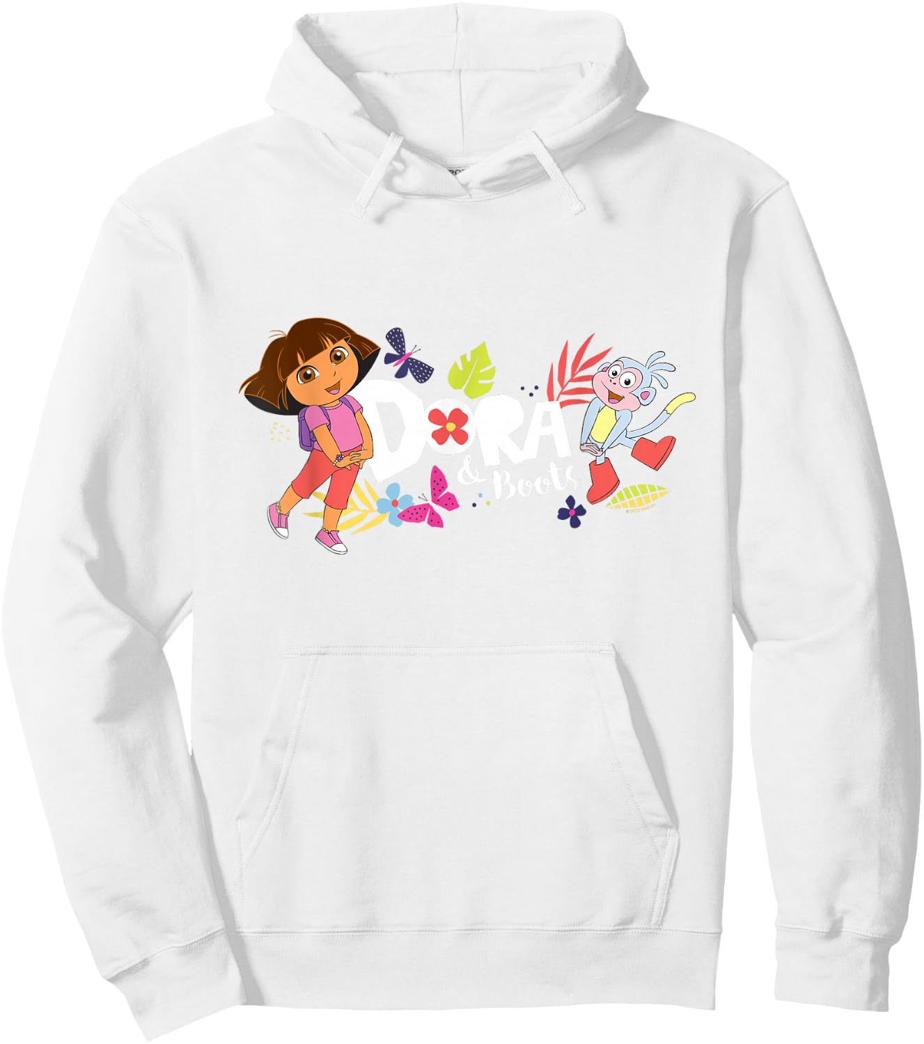 Dora the Explorer with Boots and Butterflies Hoodie - Hoodie | White